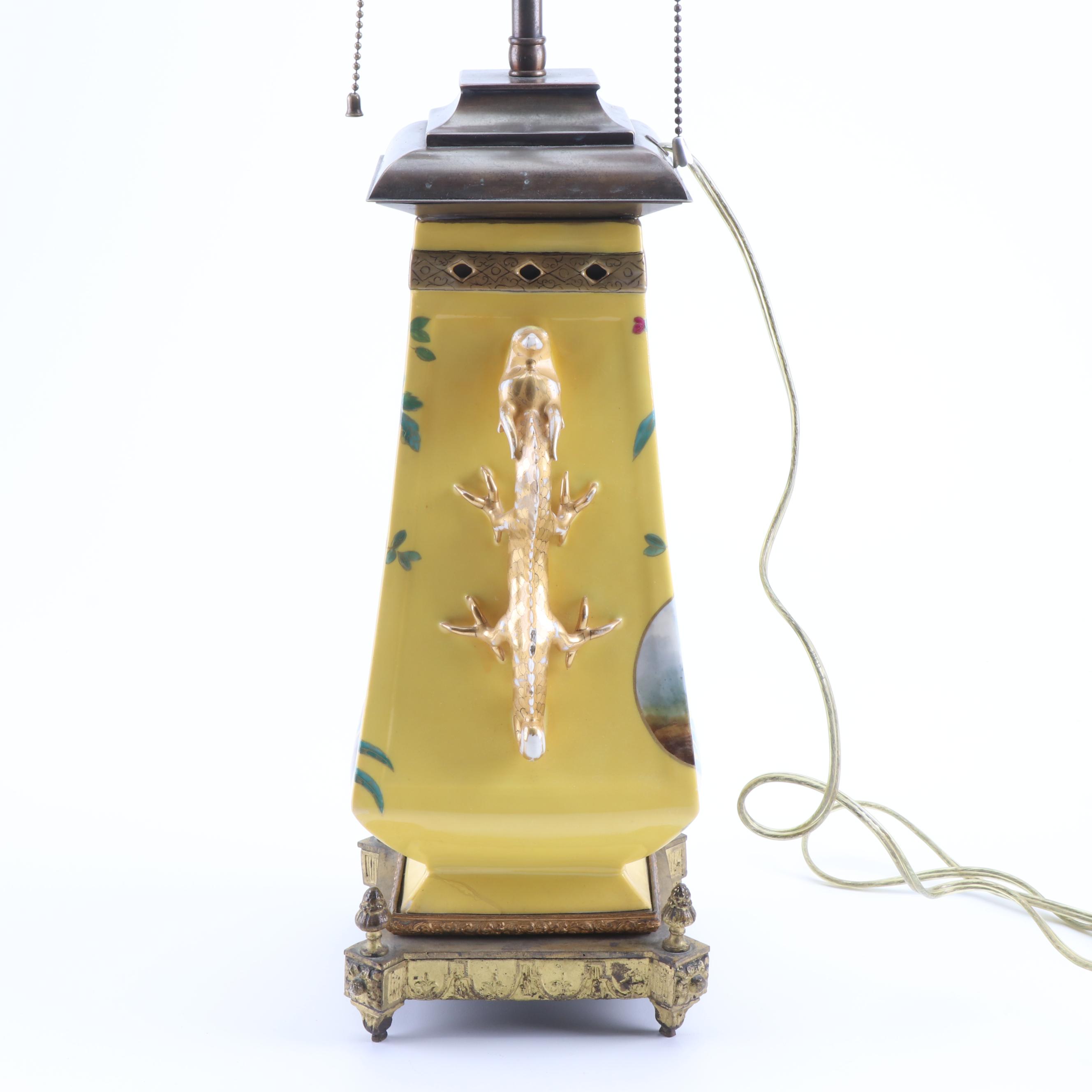 Aesthetic Movement Porcelain Vase Mounted as a Lamp, Late 19th Century