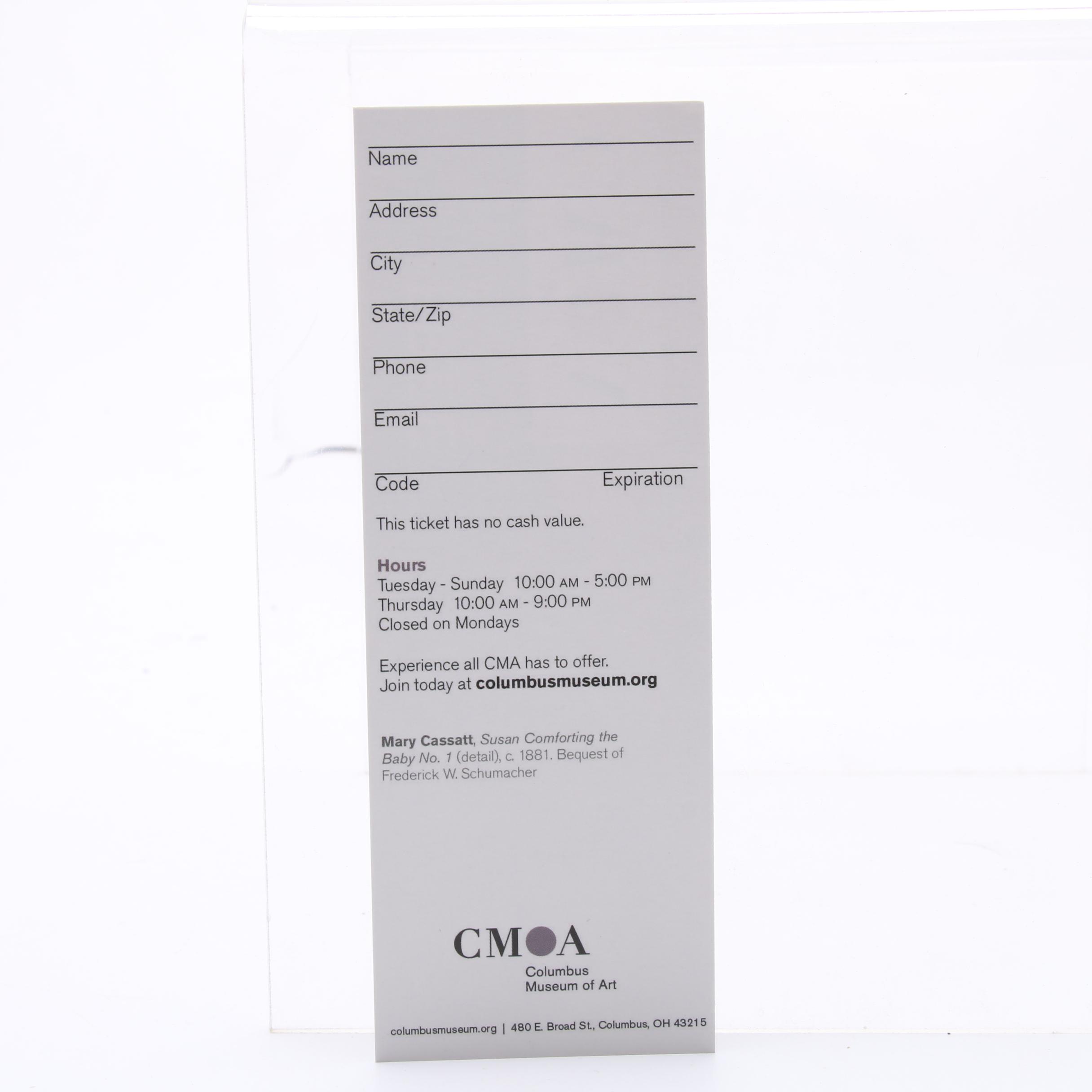 Columbus Museum of Art and Ohio Theatre Ticket Vouchers