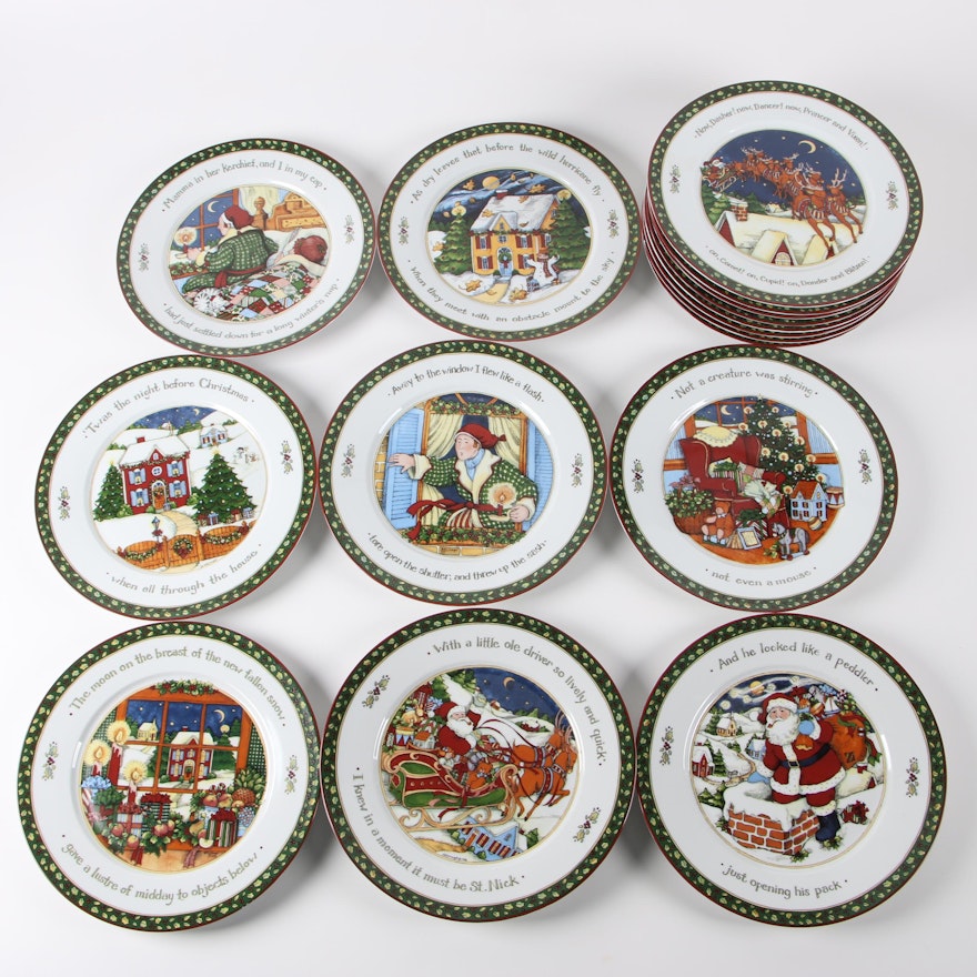 Portmeirion Studio "A Christmas Story" Porcelain Dinner Plate Set