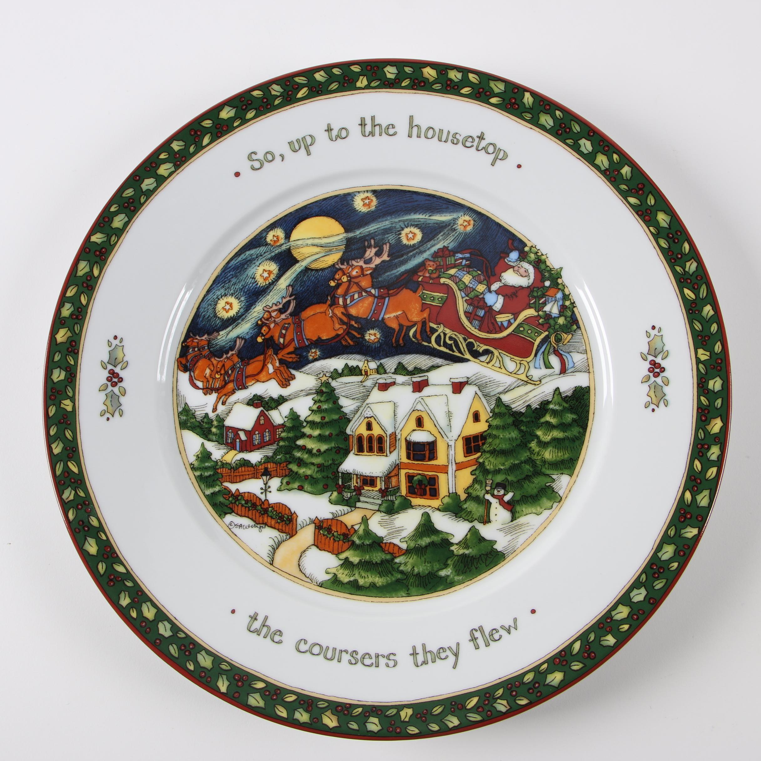 Portmeirion Studio "A Christmas Story" Porcelain Dinner Plate Set