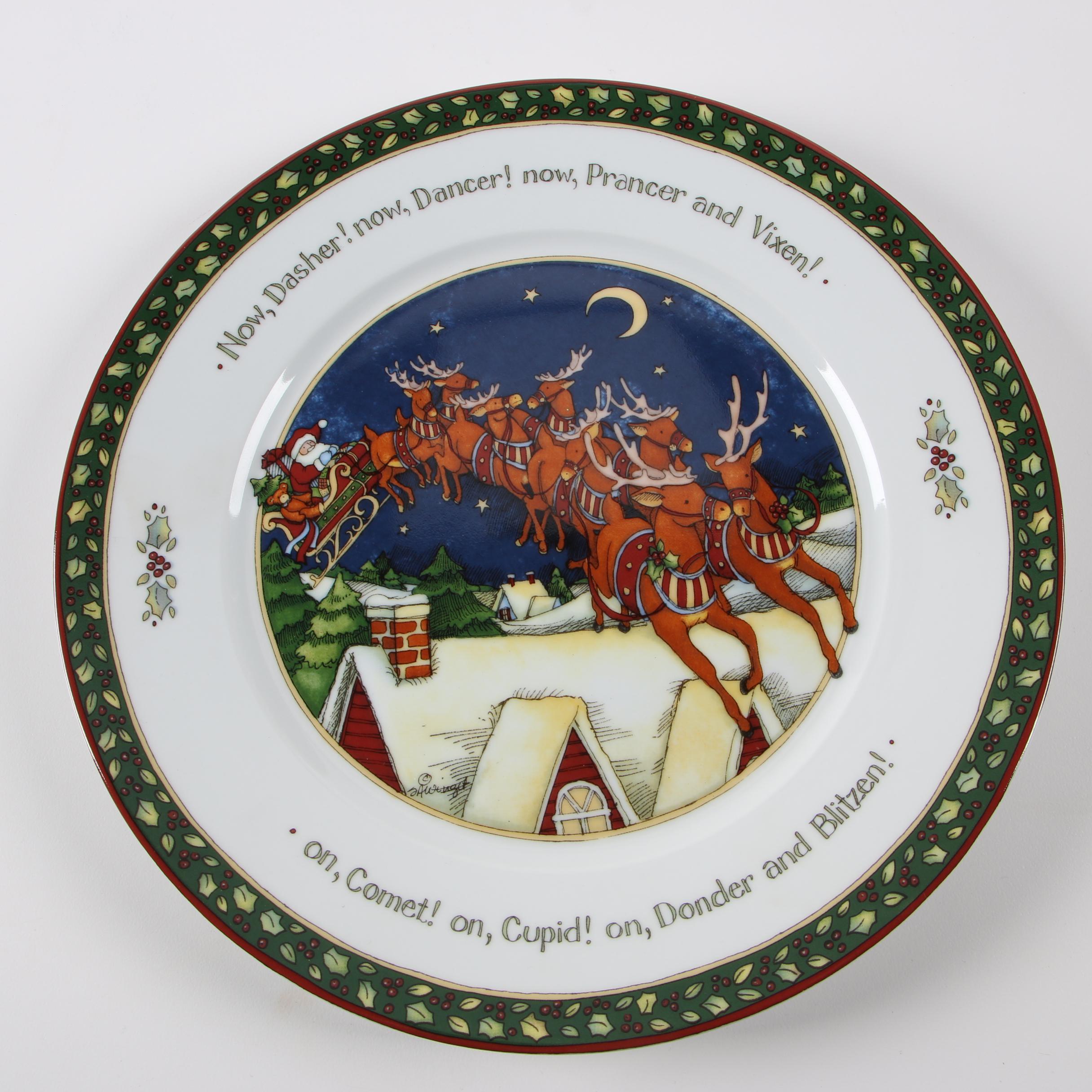 Portmeirion Studio "A Christmas Story" Porcelain Dinner Plate Set