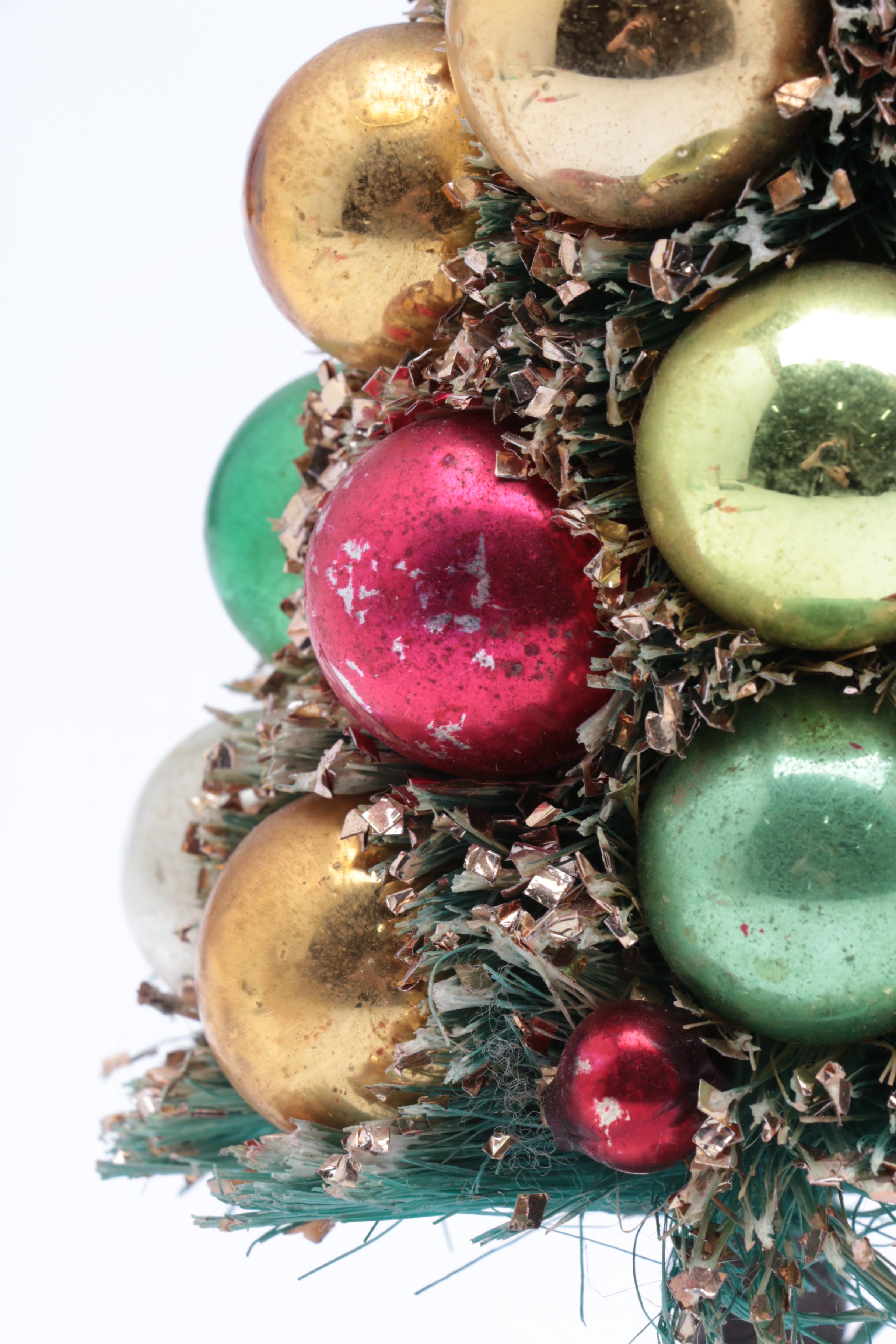 Pair of Vintage Embellished Holiday Bottle Brush Trees