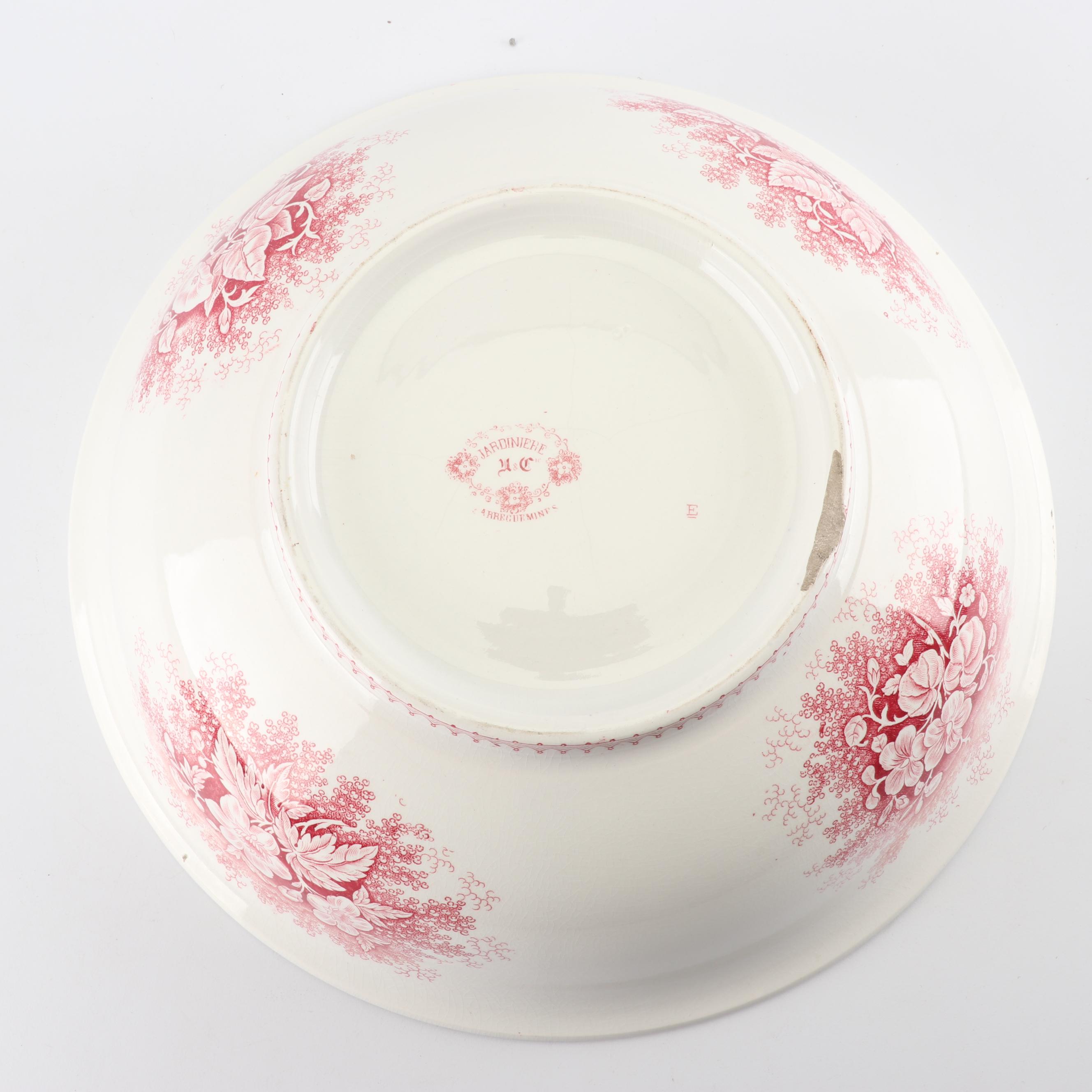 Utzschneider & Cie. "Jardiniere" Transfer Printed Wash Basin, Circa 1900