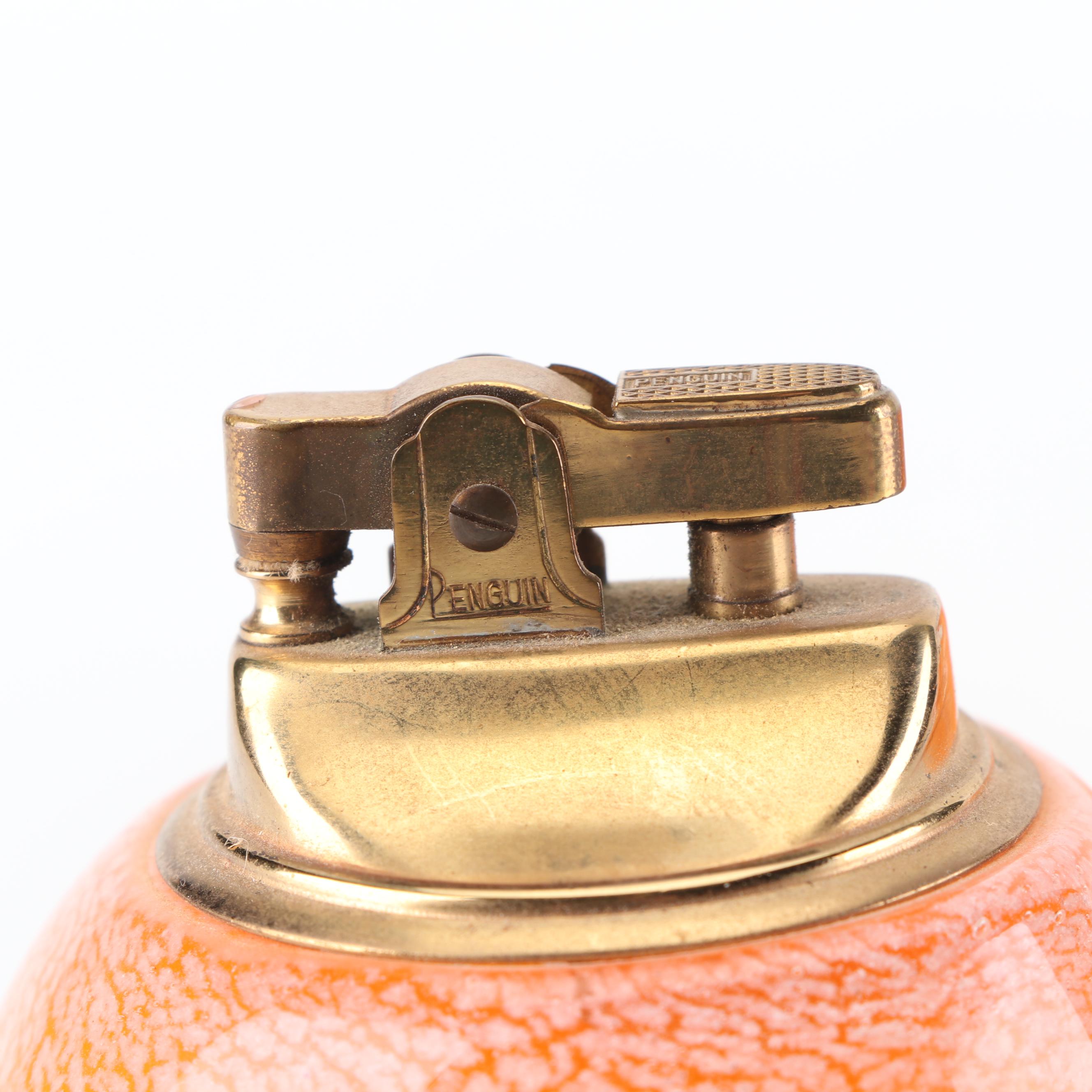 Murano Style Art Glass Ash Receiver with Table Lighter and Swung Vase