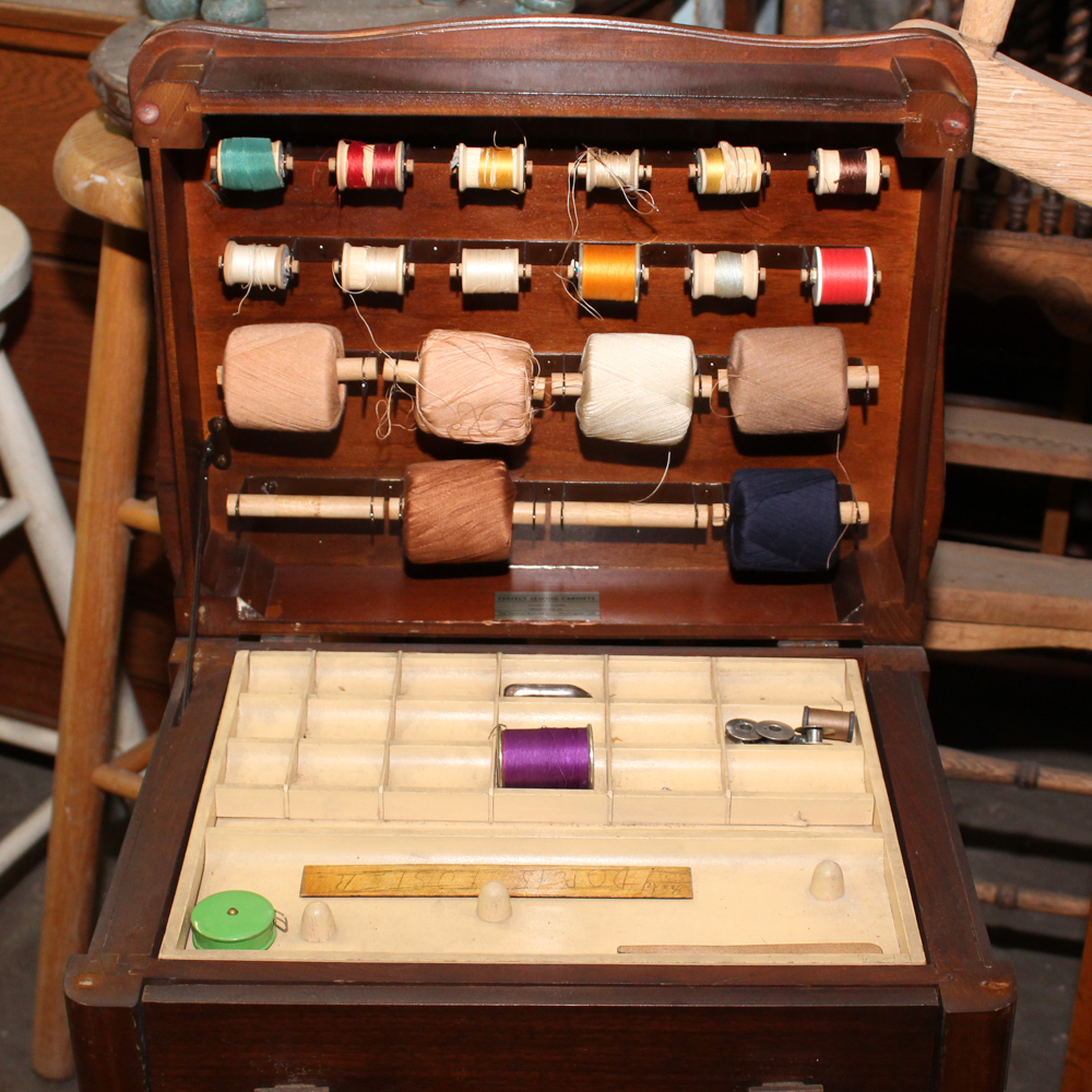 Mahogany "Perfect Sewing Cabinet" by Caswell-Runyan Co.