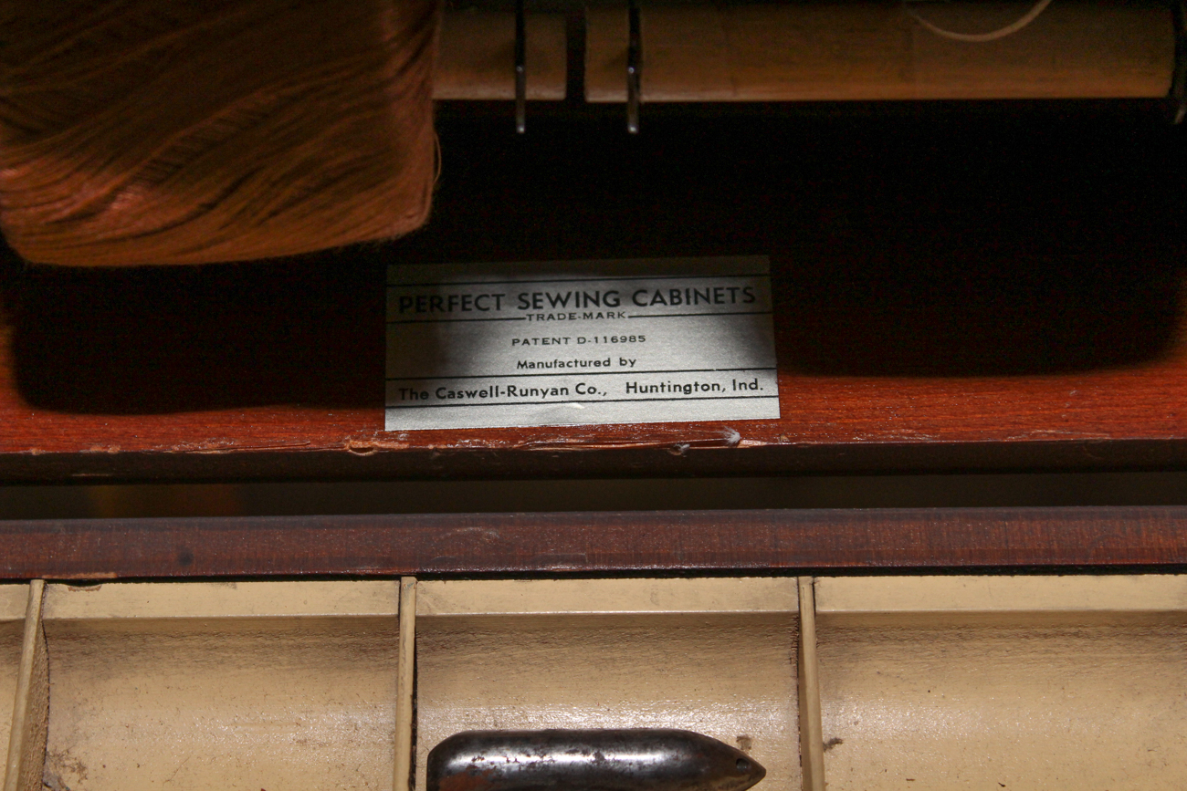 Mahogany "Perfect Sewing Cabinet" by Caswell-Runyan Co.
