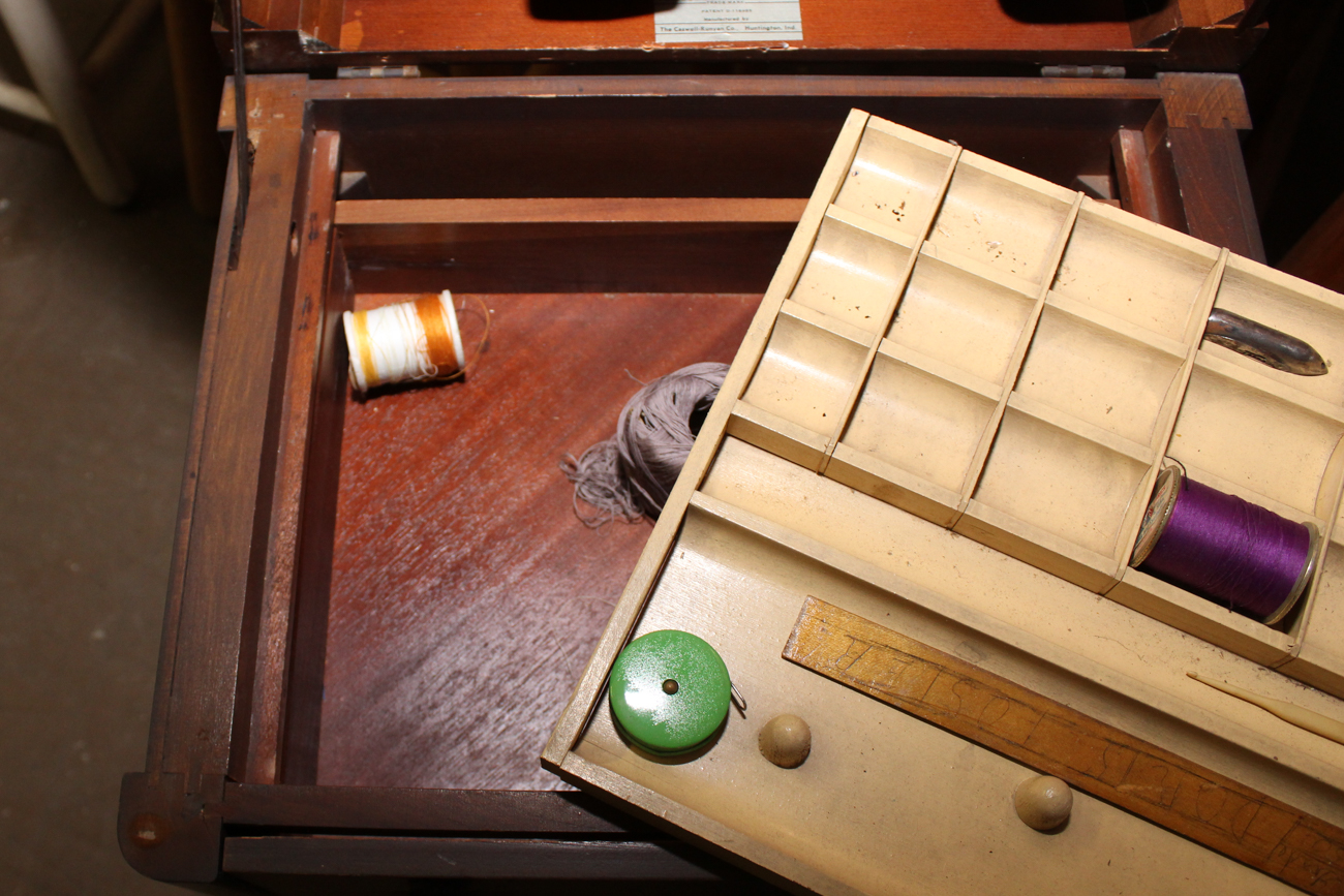 Mahogany "Perfect Sewing Cabinet" by Caswell-Runyan Co.