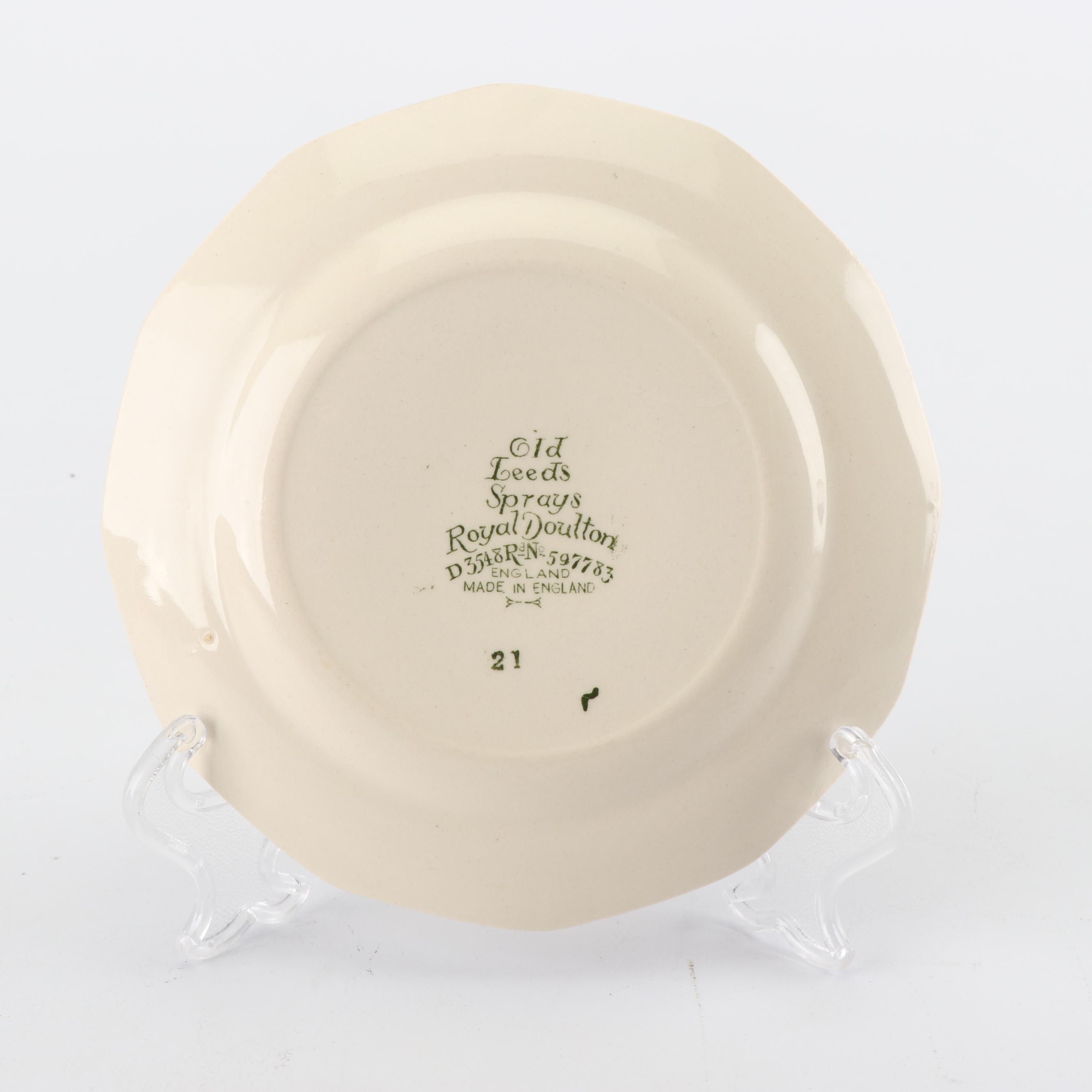 Royal Doulton "Old Leeds Spray" Earthenware Tableware, Circa 1912