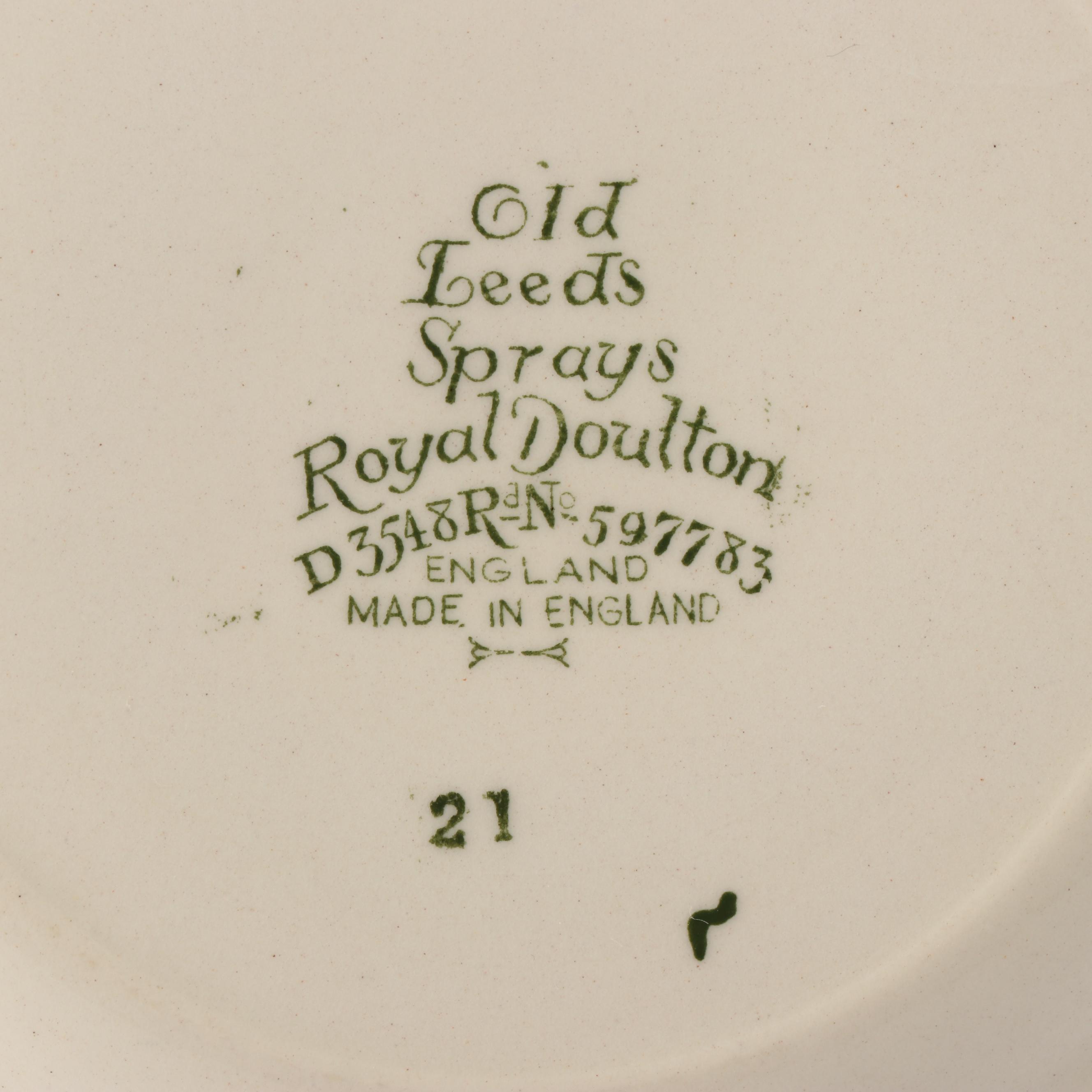 Royal Doulton "Old Leeds Spray" Earthenware Tableware, Circa 1912