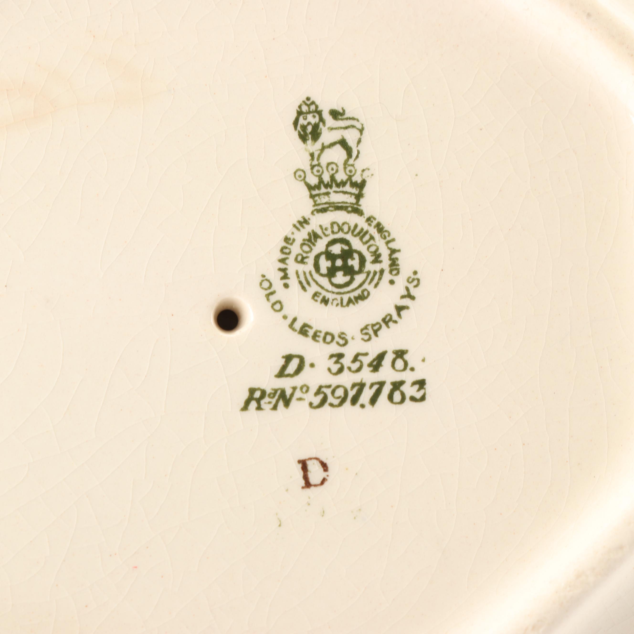 Royal Doulton "Old Leeds Spray" Earthenware Tableware, Circa 1912