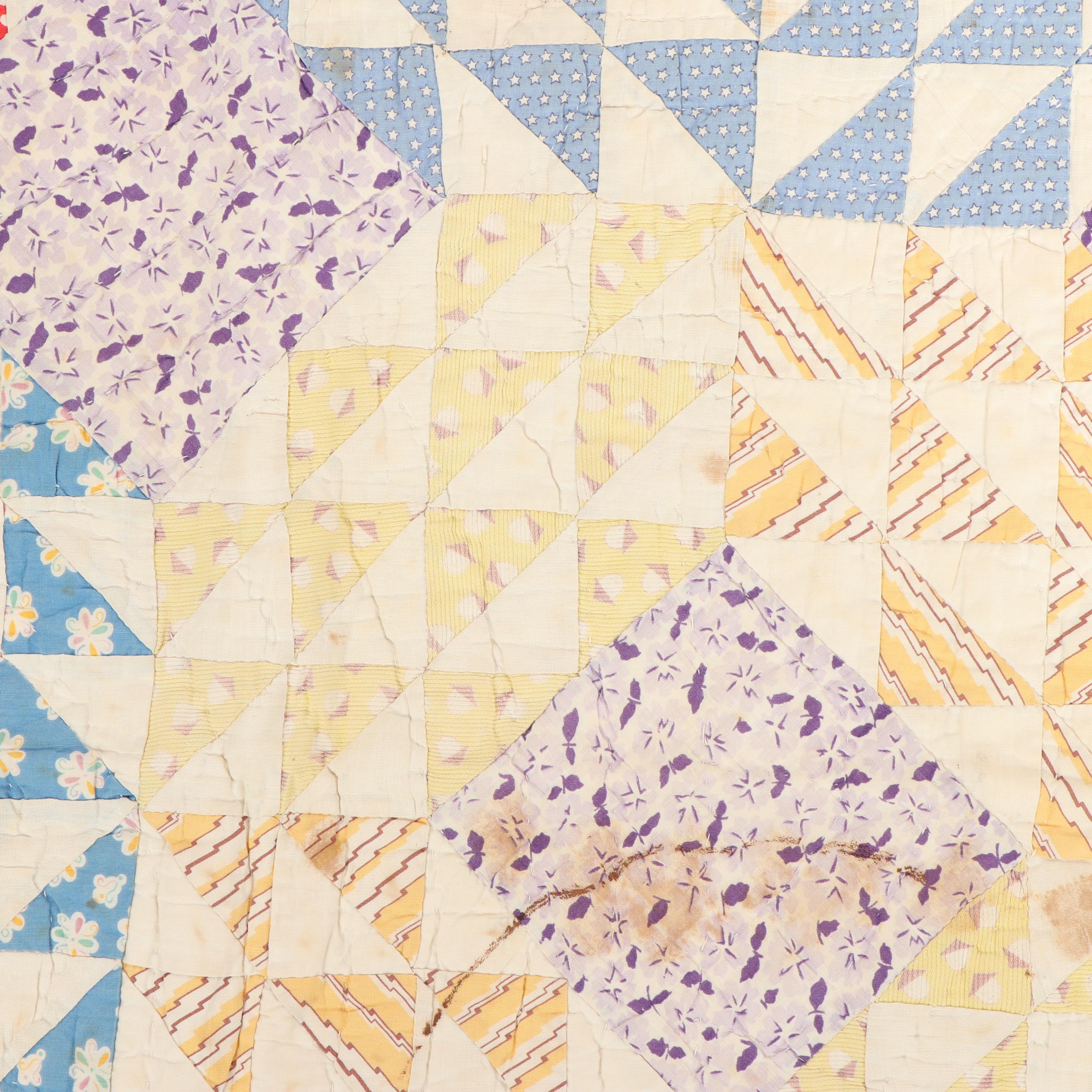 Handmade "Ocean Waves" Quilt, Circa 1940s