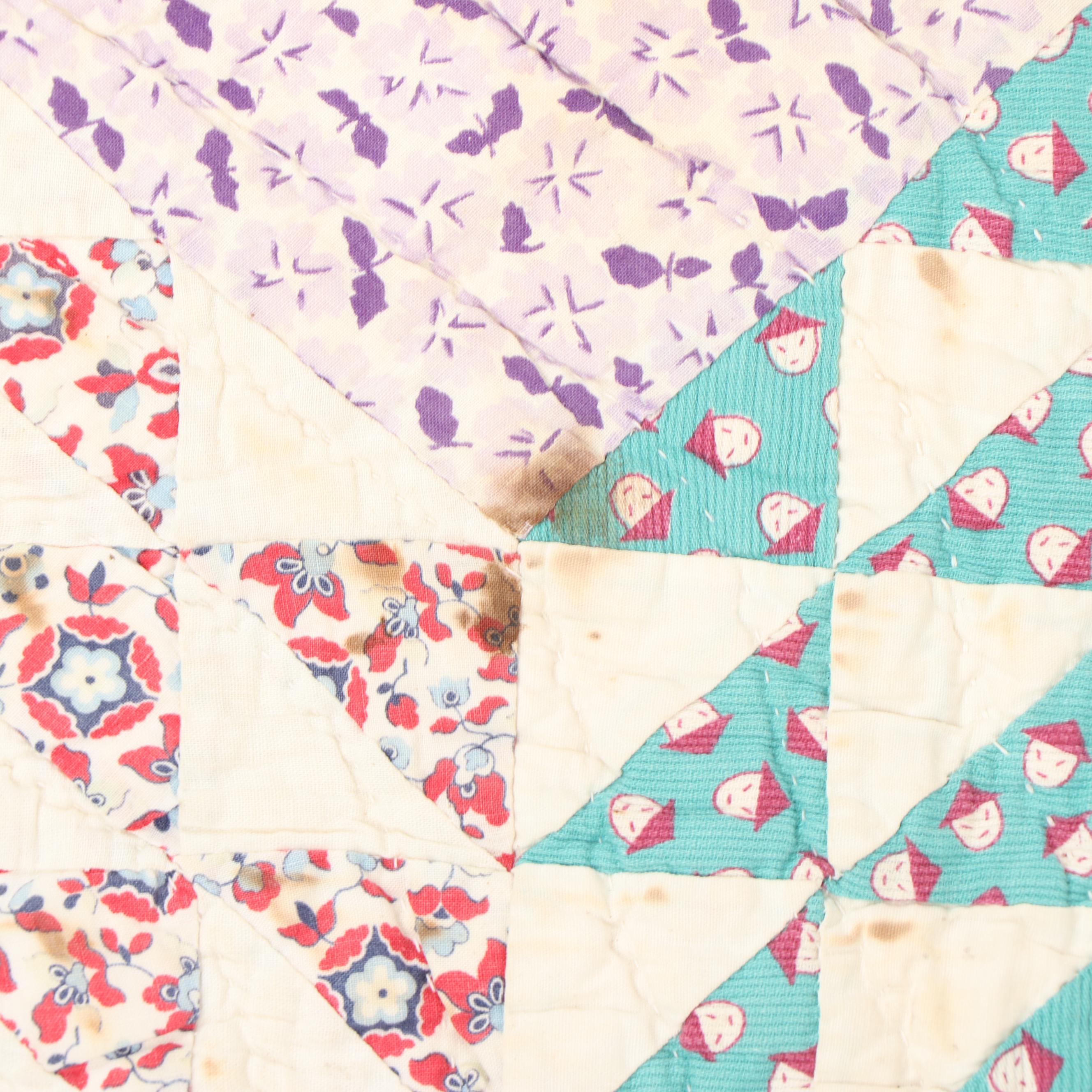 Handmade "Ocean Waves" Quilt, Circa 1940s