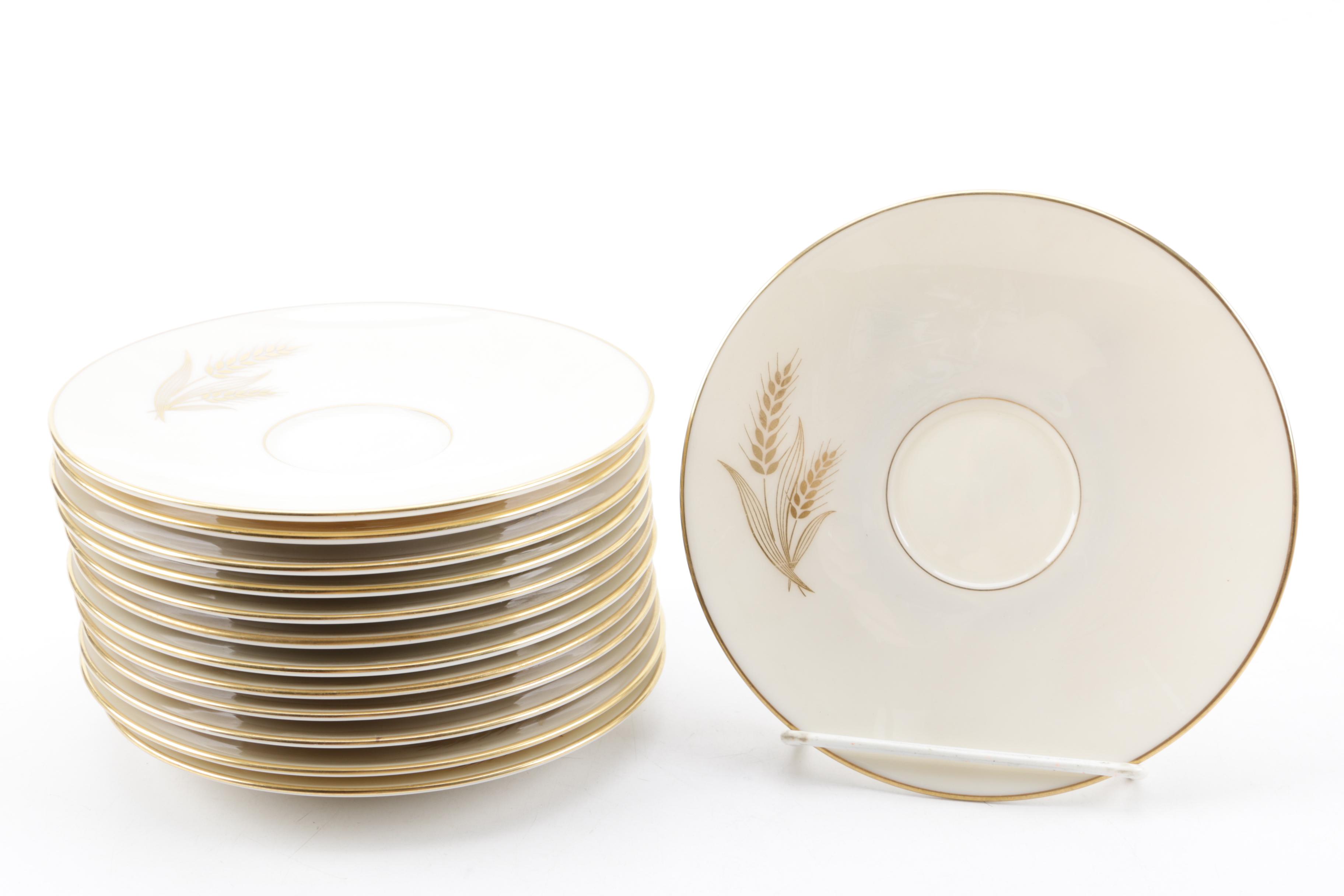 Lenox "Wheat" Bone China Dinnerware and Bud Vases, Mid-Late 20th Century