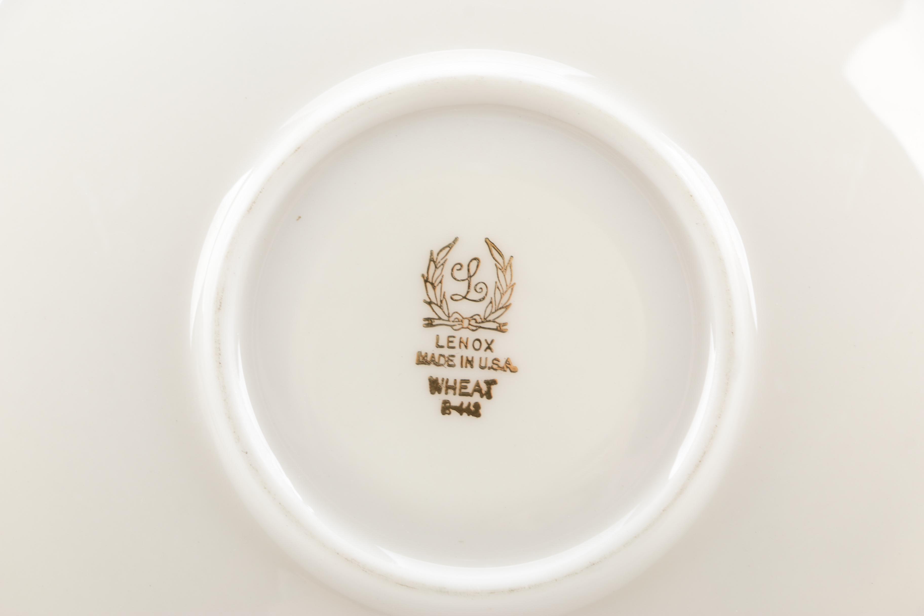 Lenox "Wheat" Bone China Dinnerware and Bud Vases, Mid-Late 20th Century