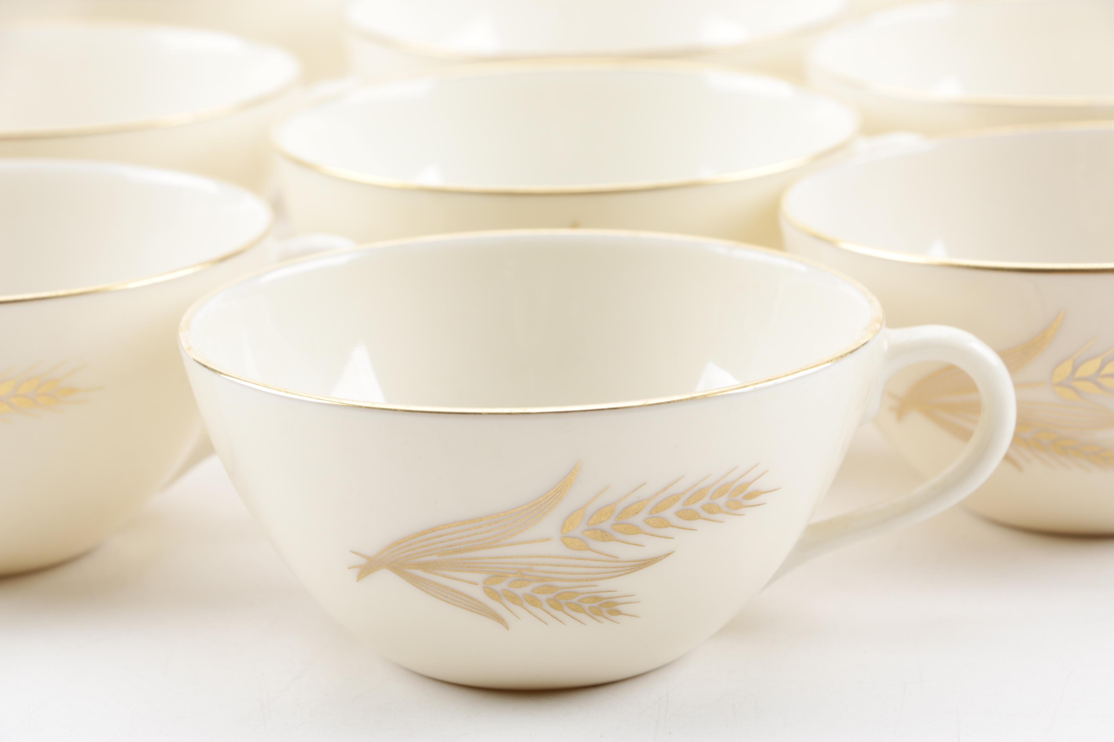 Lenox "Wheat" Bone China Dinnerware and Bud Vases, Mid-Late 20th Century