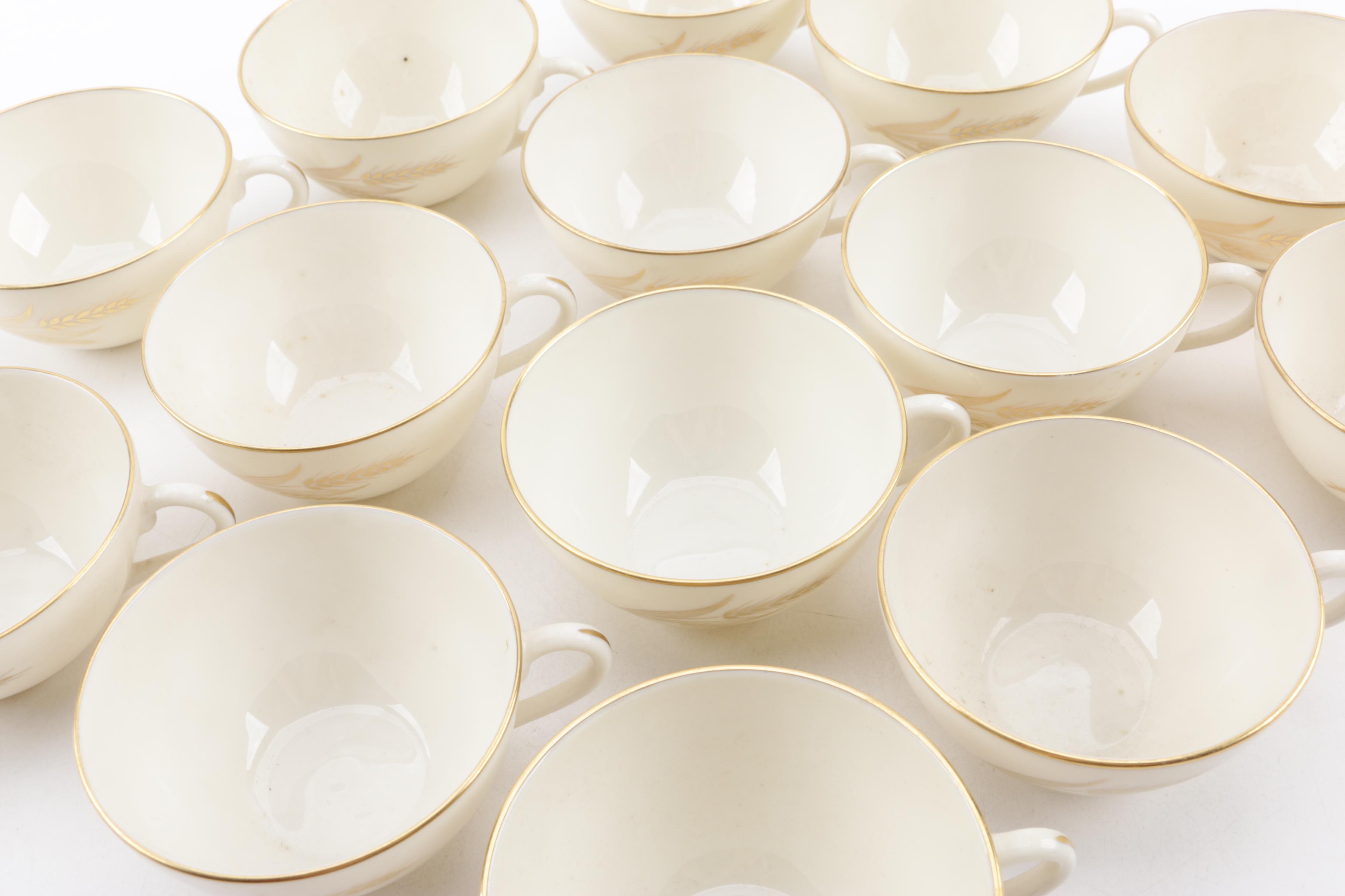 Lenox "Wheat" Bone China Dinnerware and Bud Vases, Mid-Late 20th Century