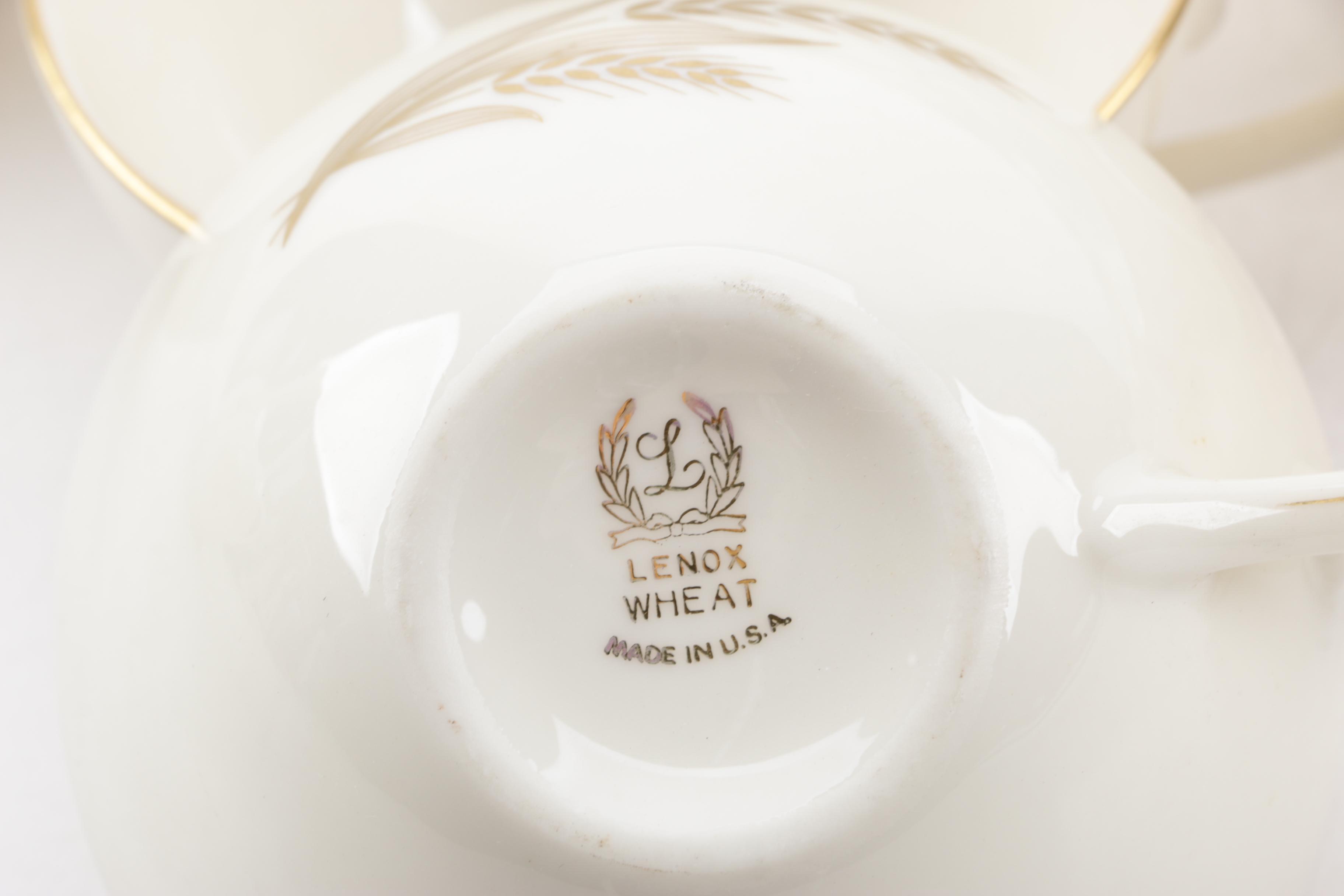 Lenox "Wheat" Bone China Dinnerware and Bud Vases, Mid-Late 20th Century