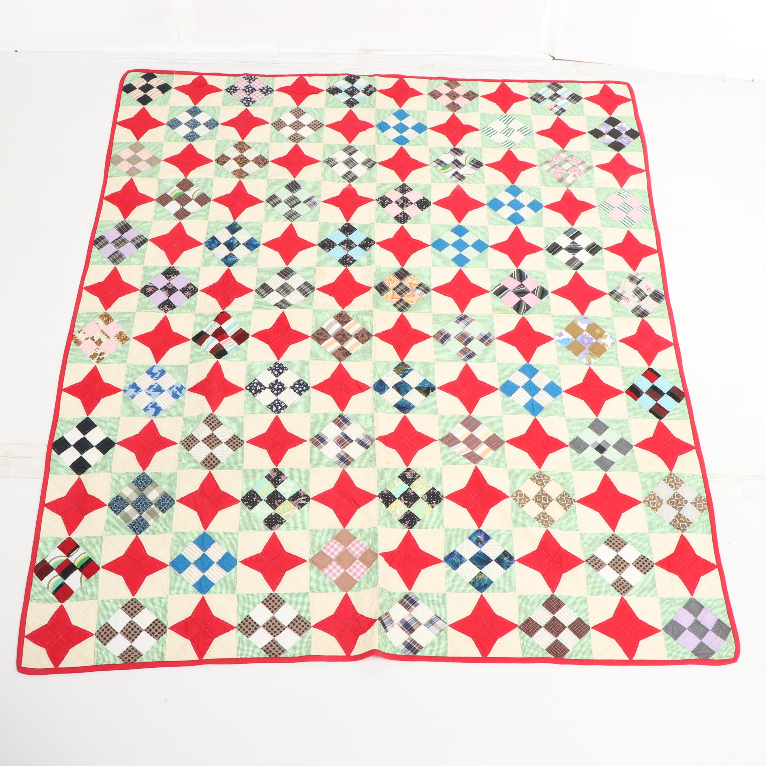 Handmade "Four Point Star and Diamond Patchwork" Quilt