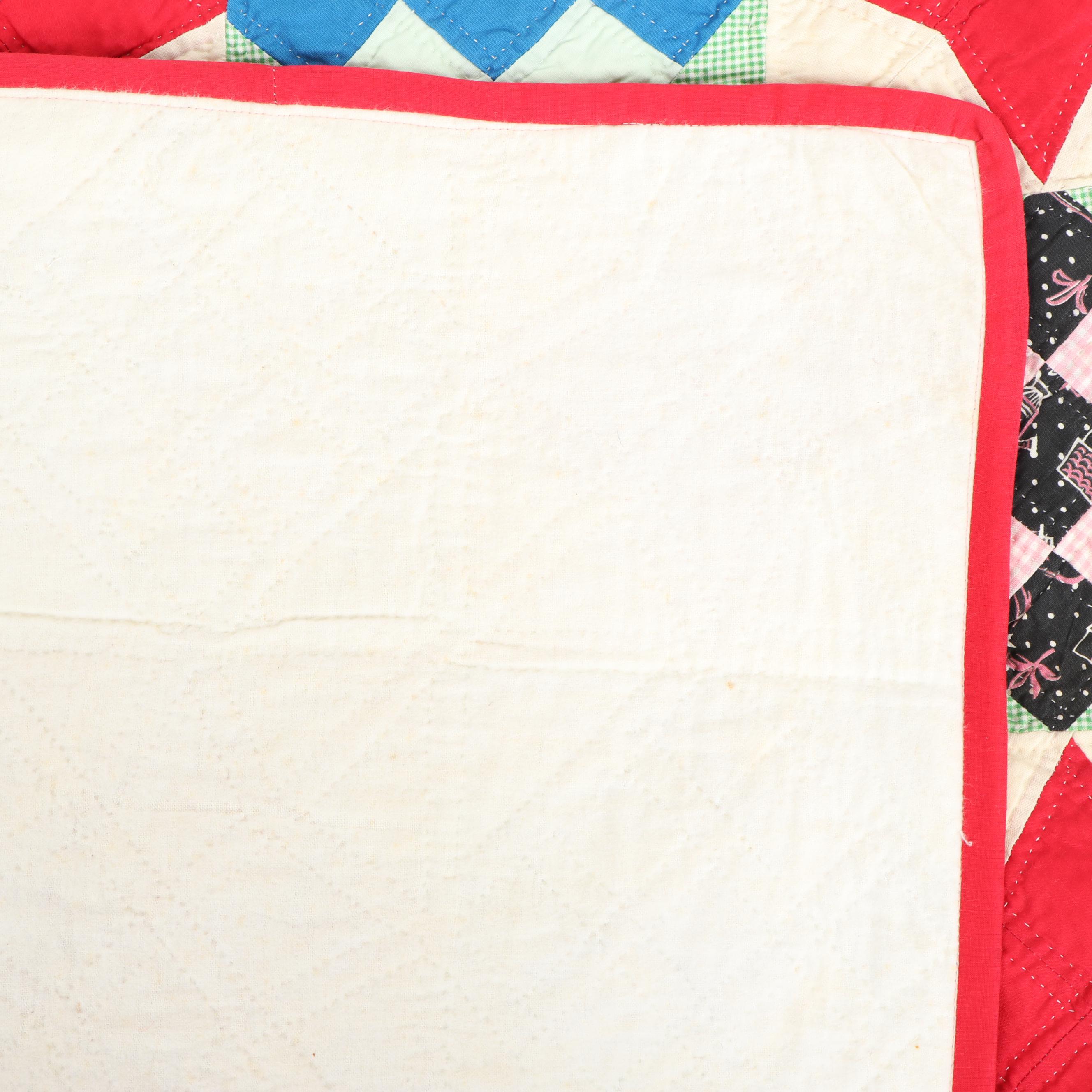 Handmade "Four Point Star and Diamond Patchwork" Quilt