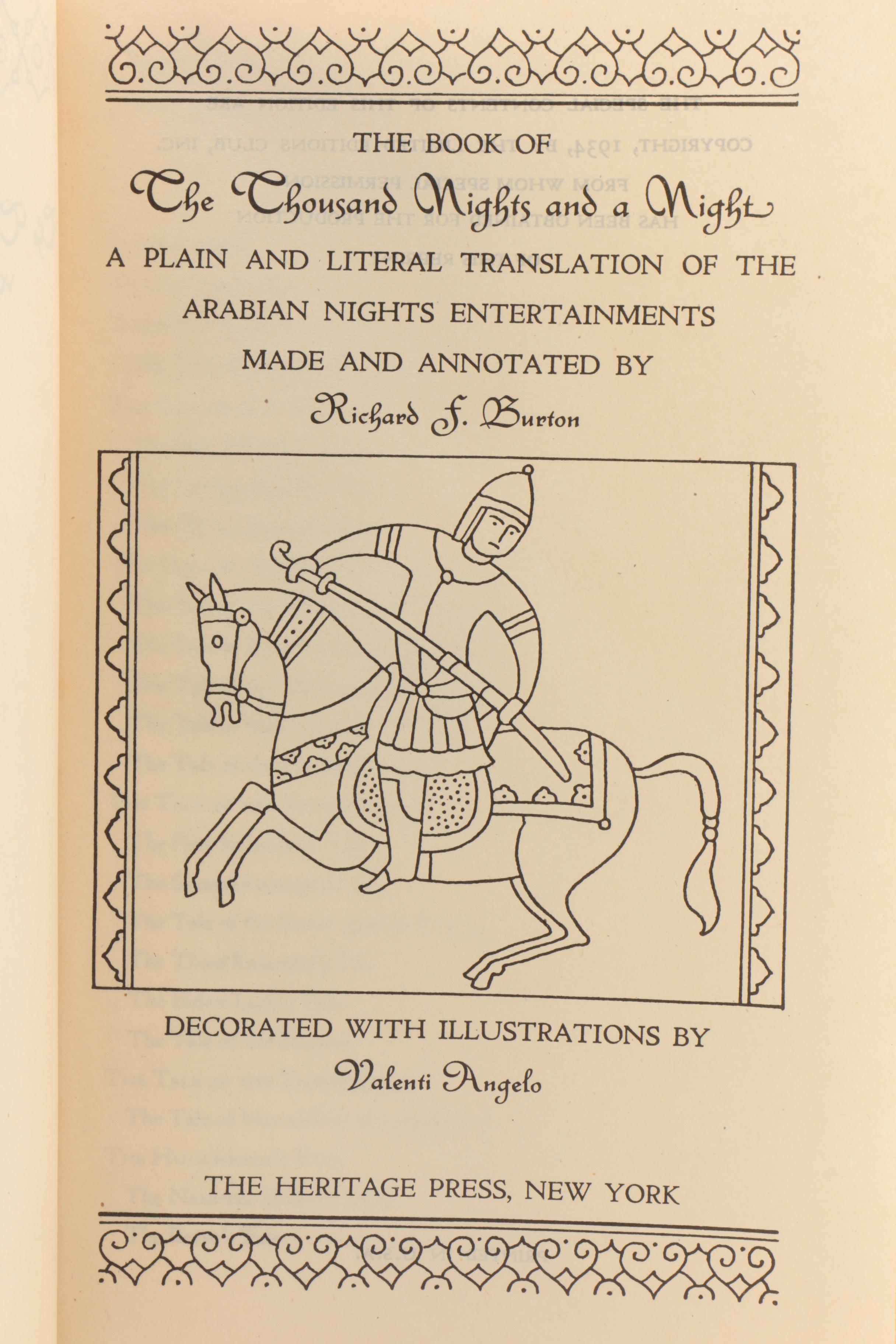 1934 Burton Translation "The Book of the Thousand Nights and a Night"