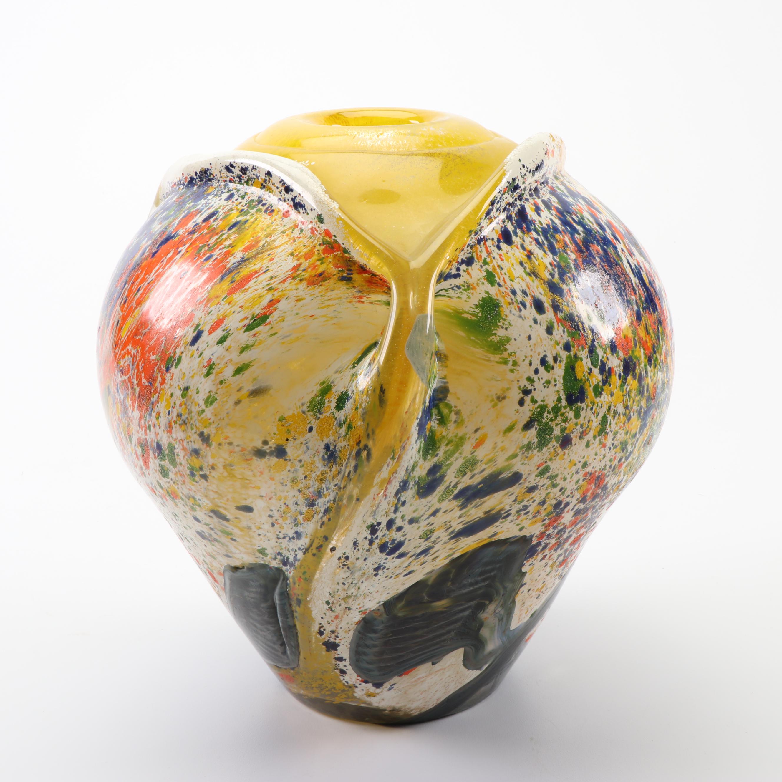 Jean-Claude Novaro Hand-Blown Art Glass Vase