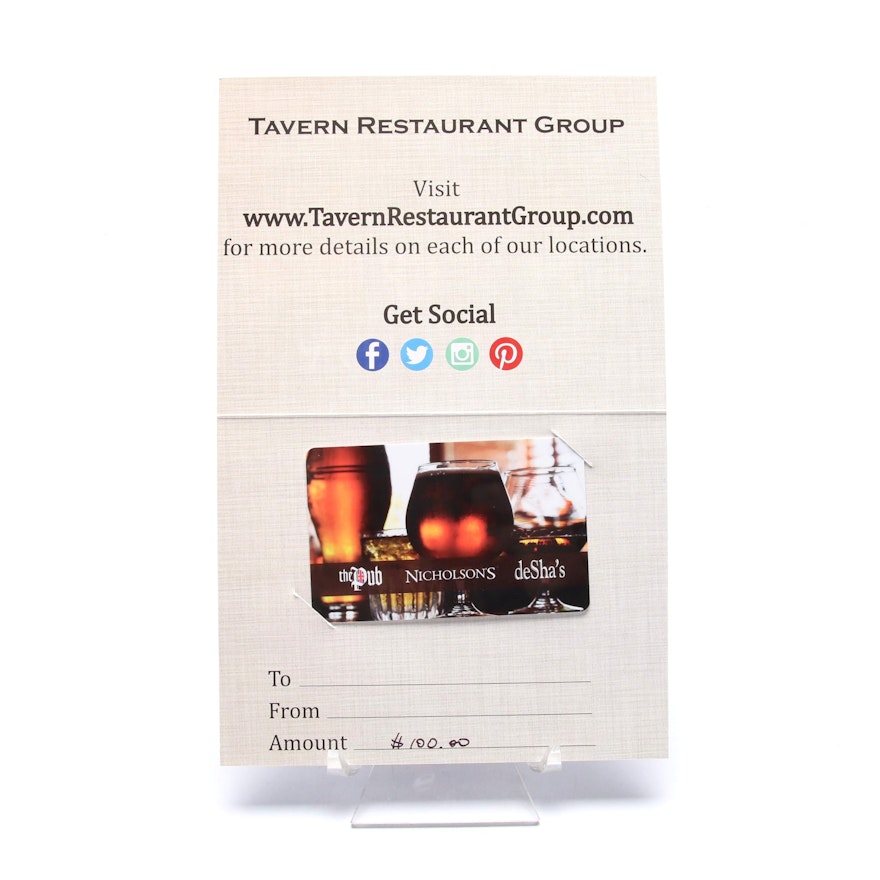 Tavern Restaurant Group $100 Gift Card