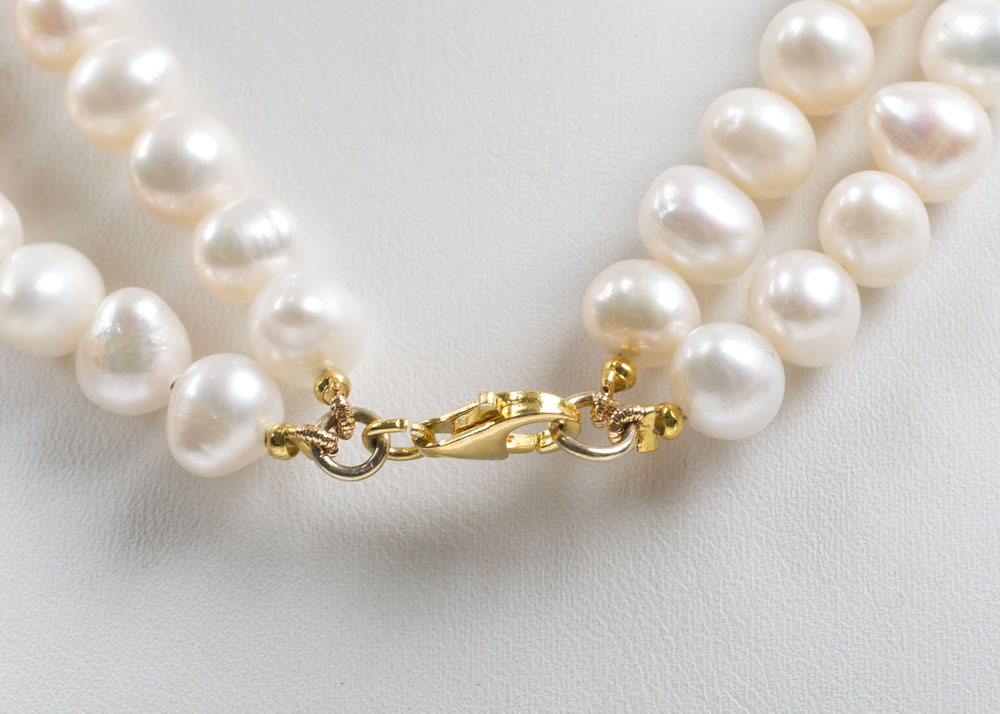 Sterling Freshwater Pearl Double Strand 4.20 CTW Tourmaline, Ruby, Gold Wash