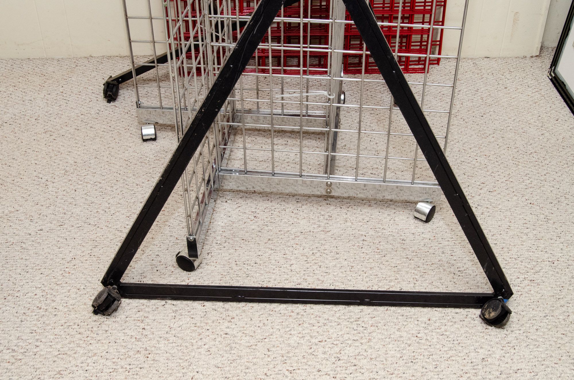 Three Metal Grid Free-Standing Display Racks