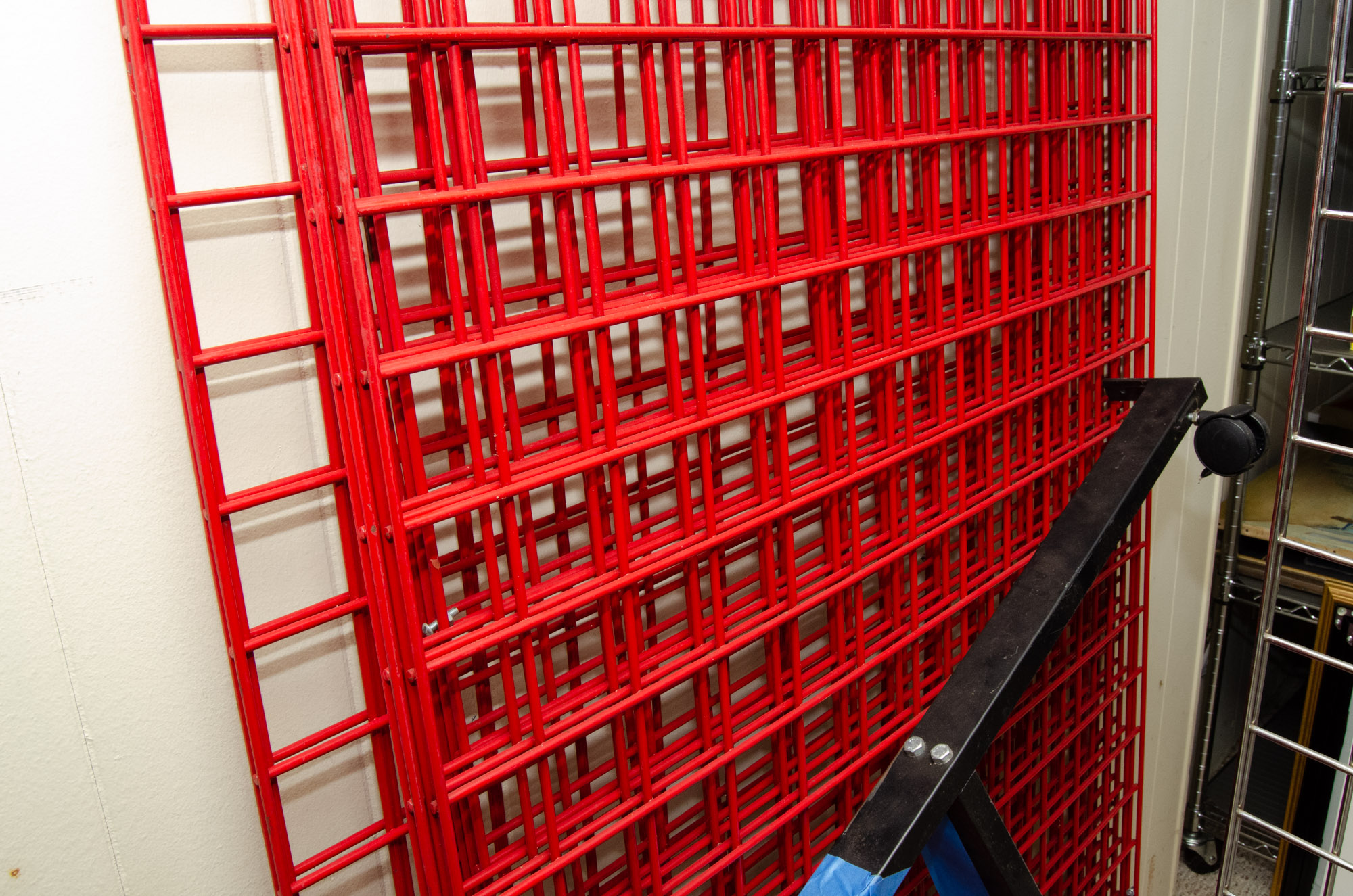 Three Metal Grid Free-Standing Display Racks