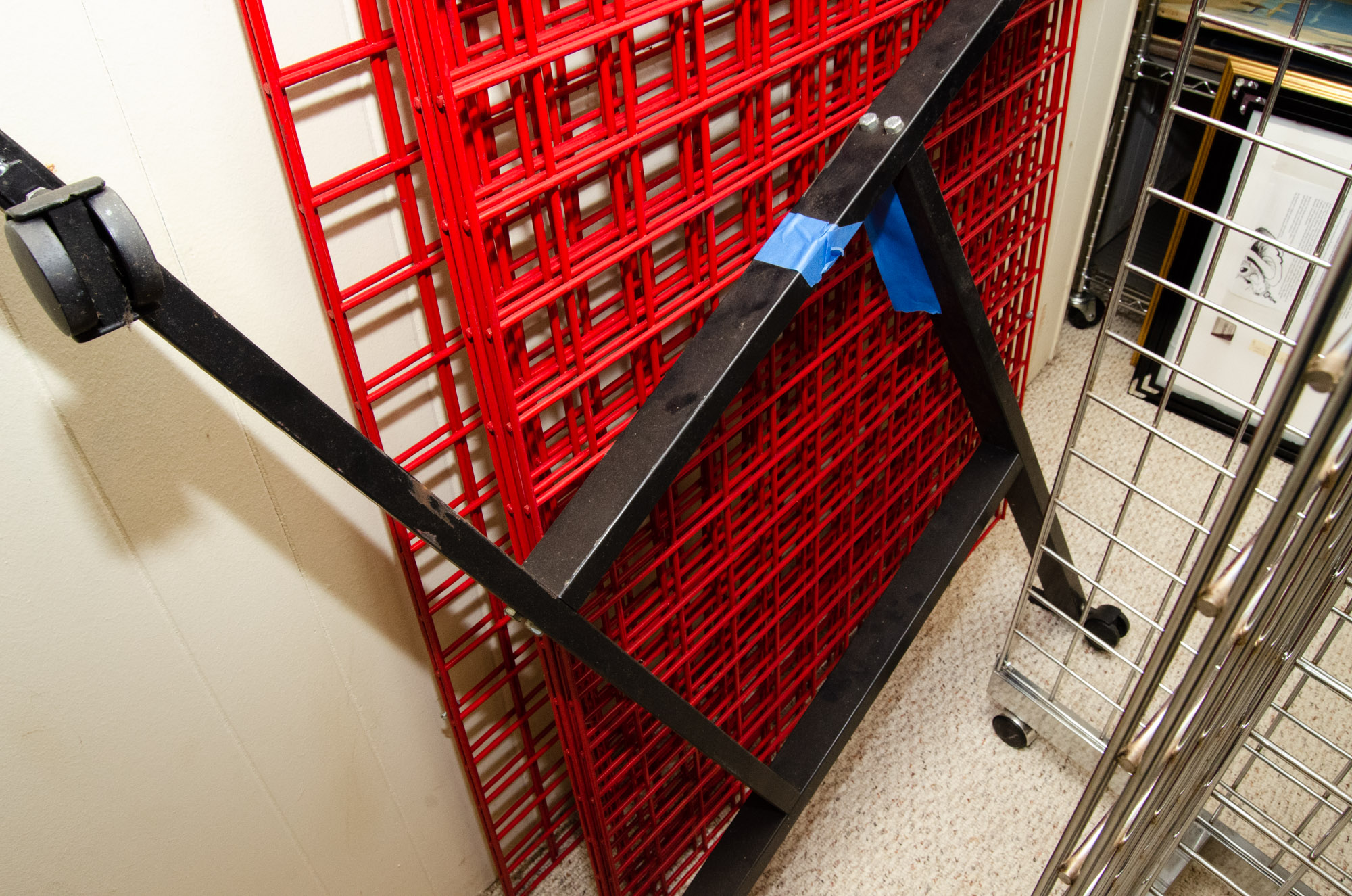 Three Metal Grid Free-Standing Display Racks