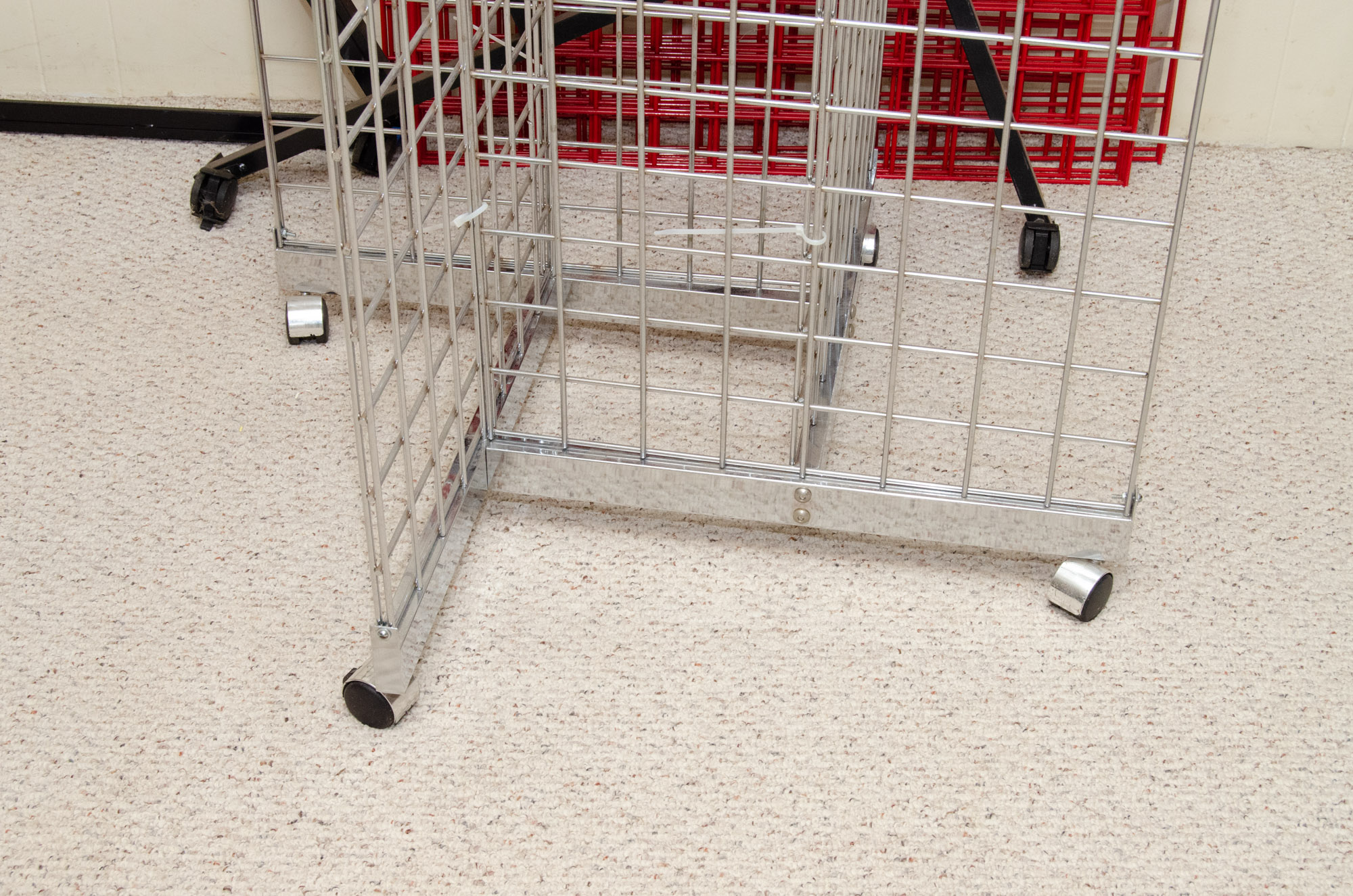 Three Metal Grid Free-Standing Display Racks