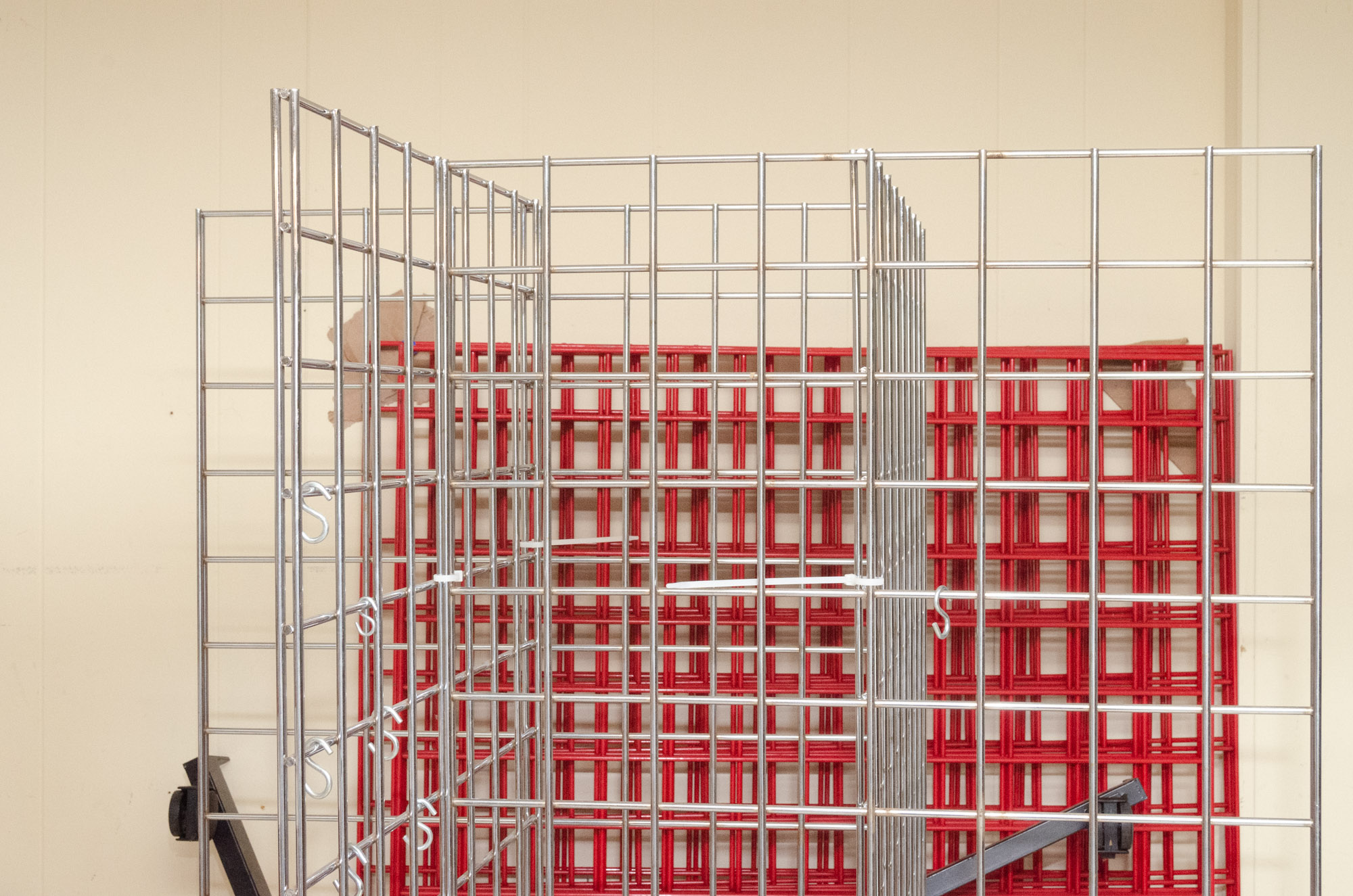 Three Metal Grid Free-Standing Display Racks