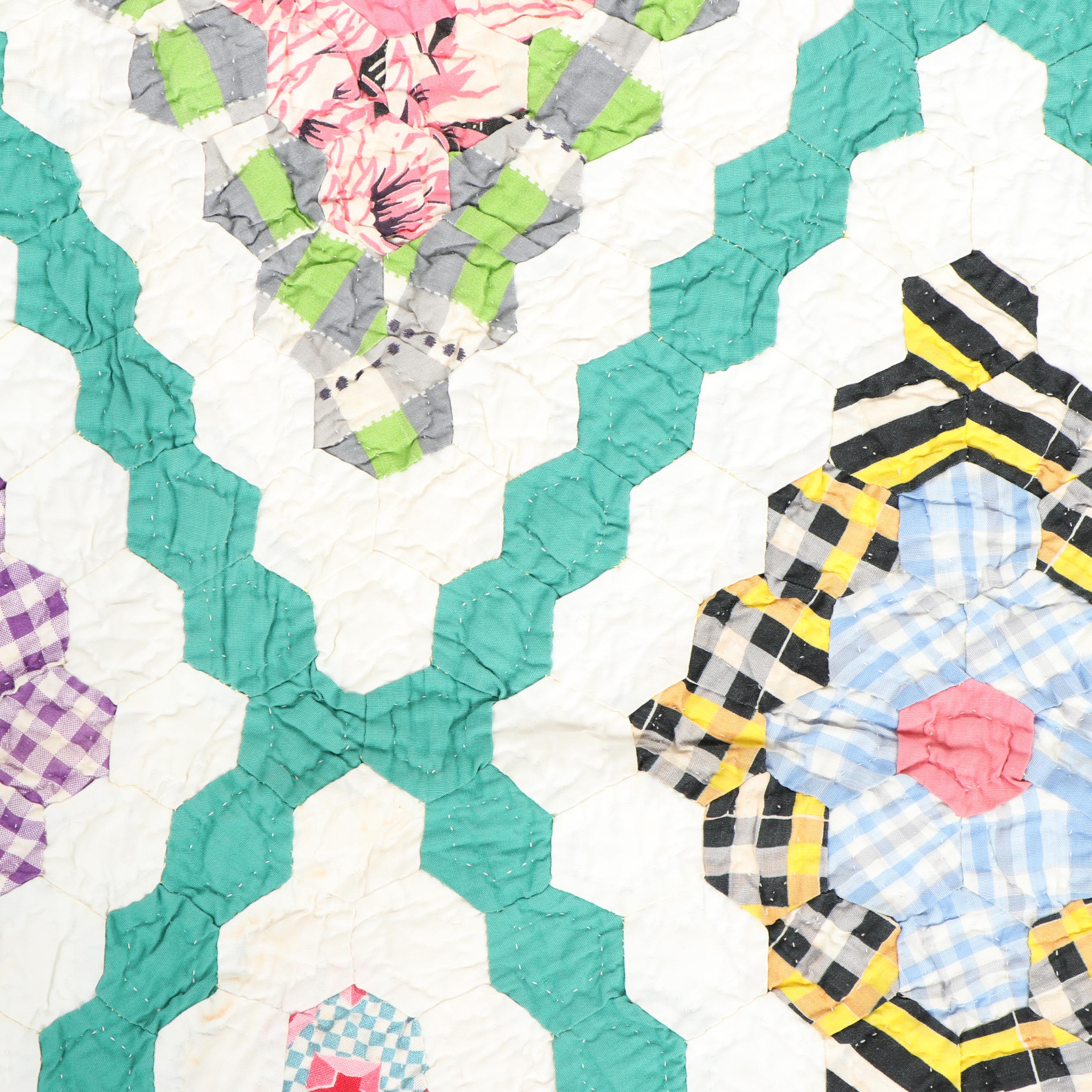 Handmade "Field of Diamonds" Quilt, Circa 1940's