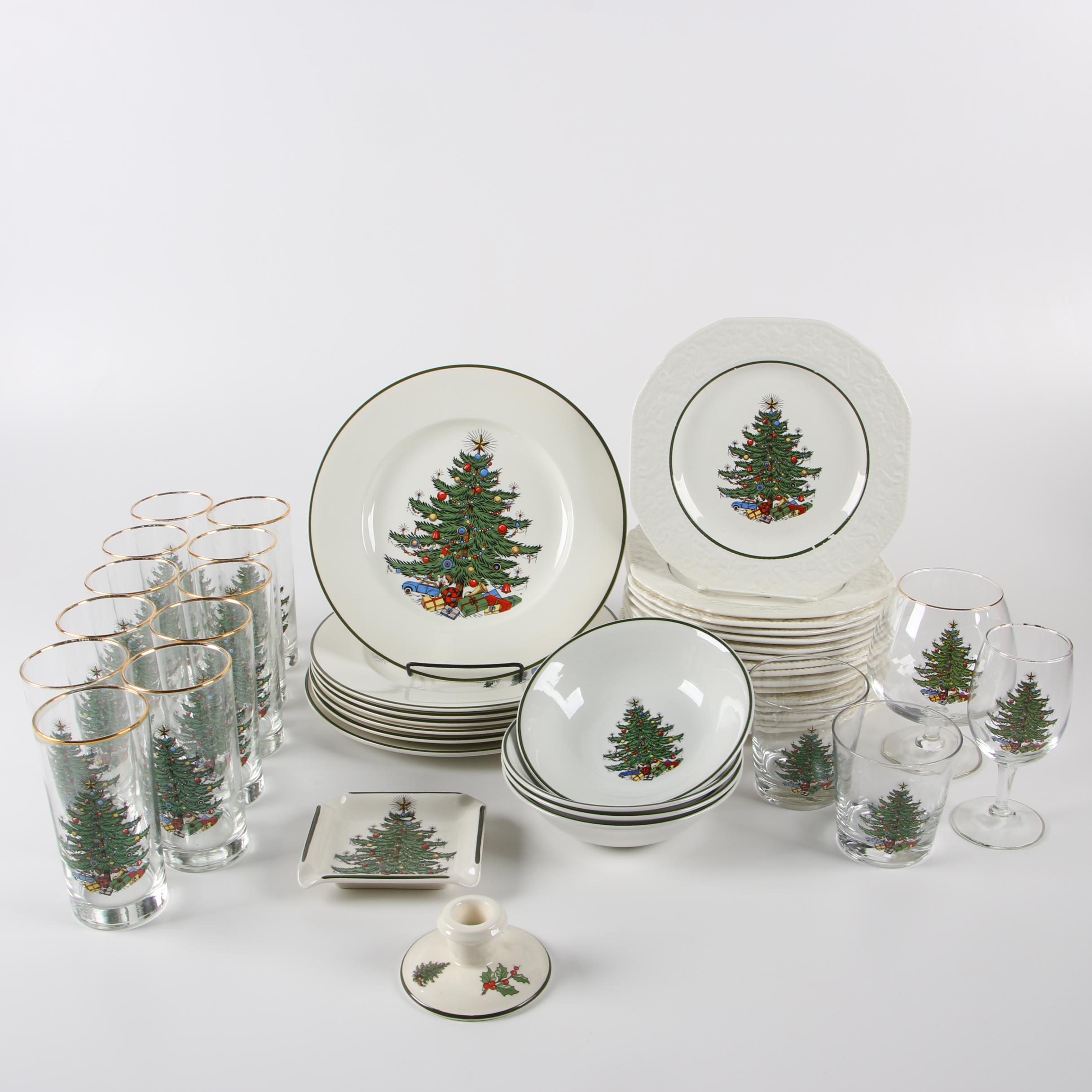 Cuthbertson "Christmas Tree" Ceramic and Glass Dinnerware