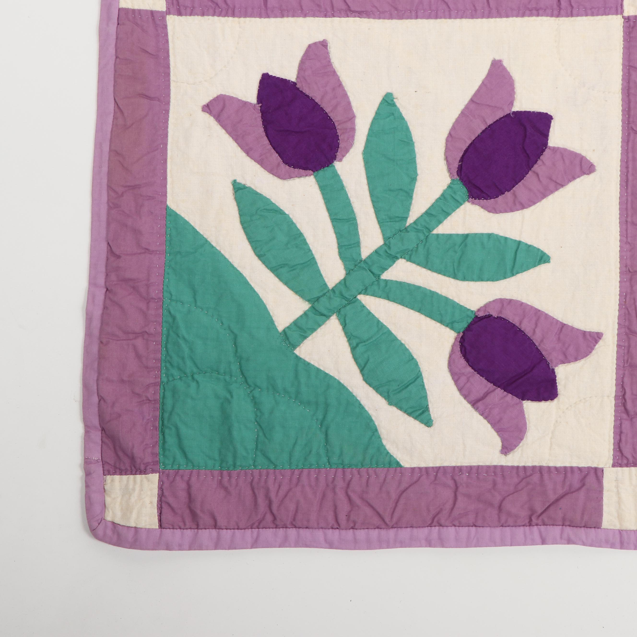 Handmade "Tulip" Applique Quilt