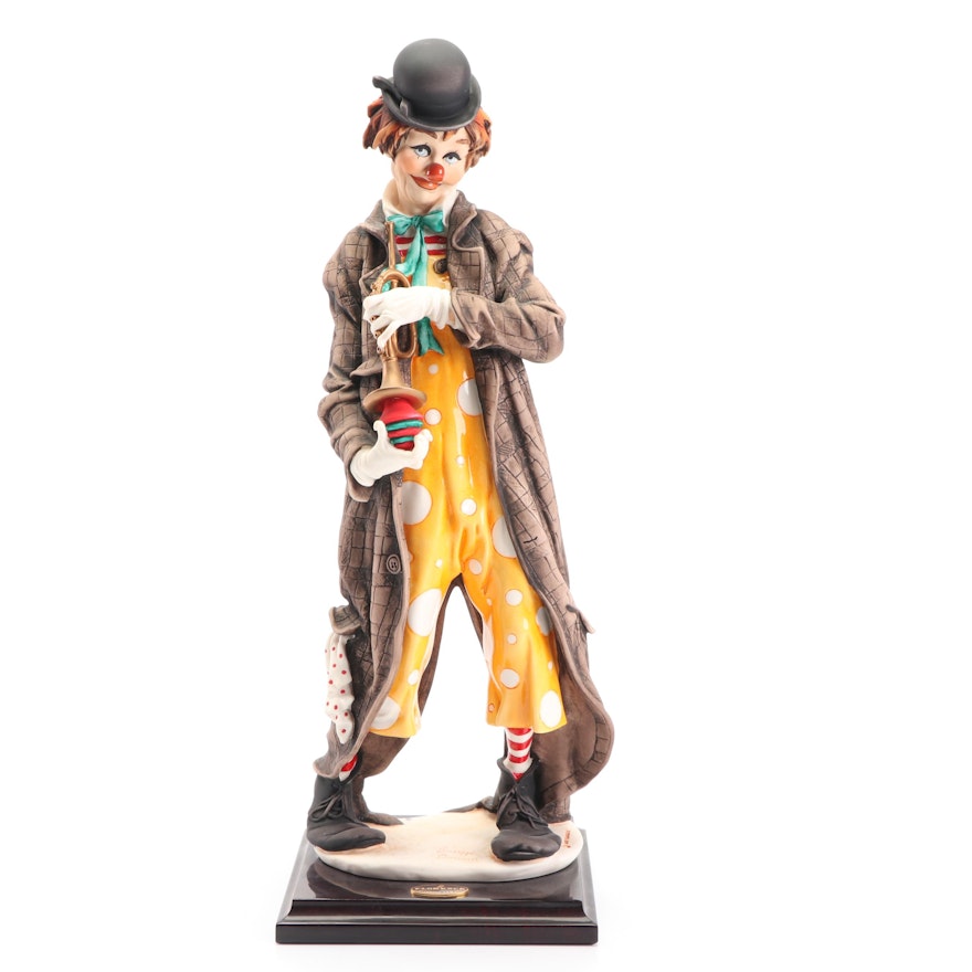 Giuseppe Armani "The Musical Clown" Porcelain Sculpture, 1980s