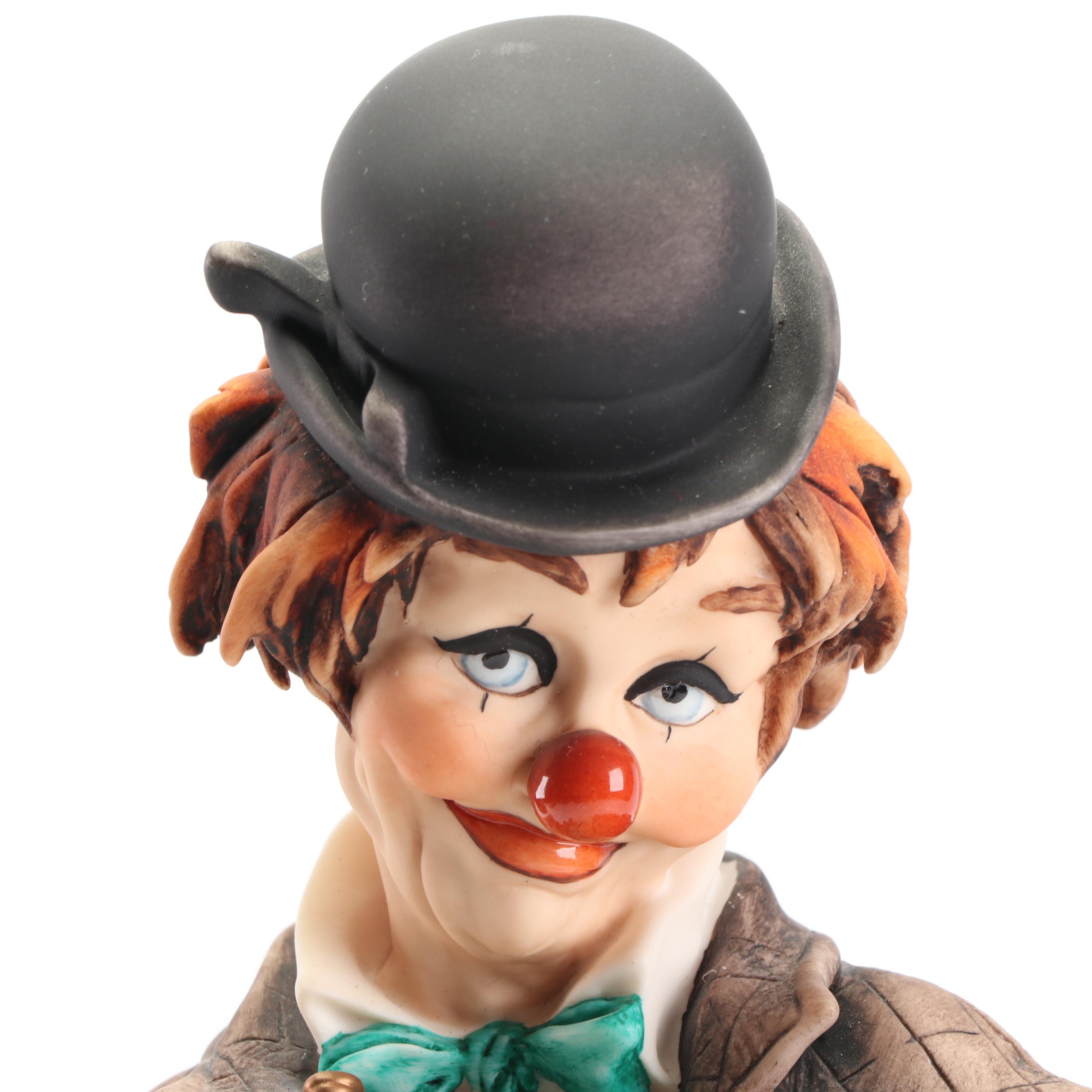 Giuseppe Armani "The Musical Clown" Porcelain Sculpture, 1980s