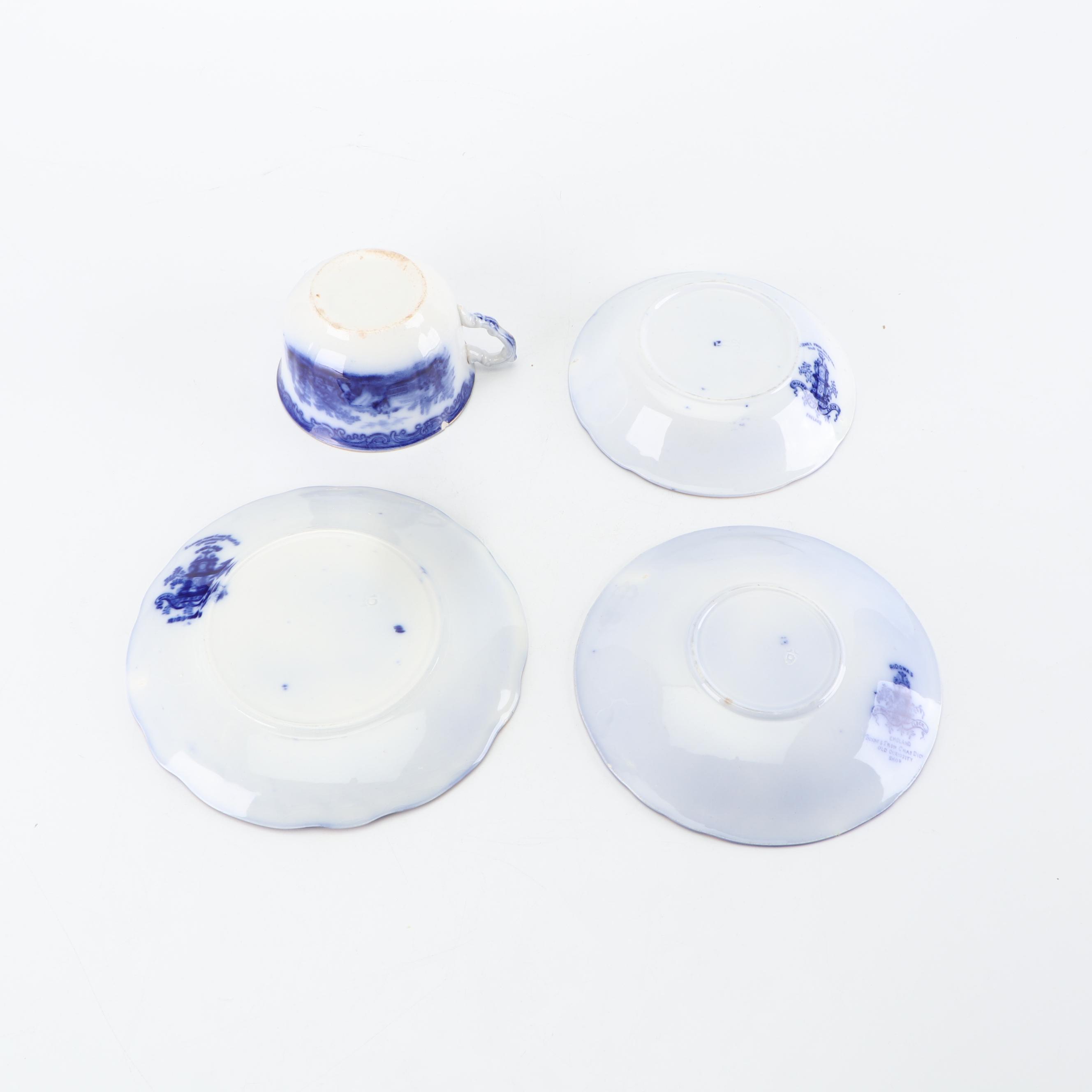 Ridgways "Scenes from Charles Dickens Old Curiousity Shop" Flow Blue Dinnerware