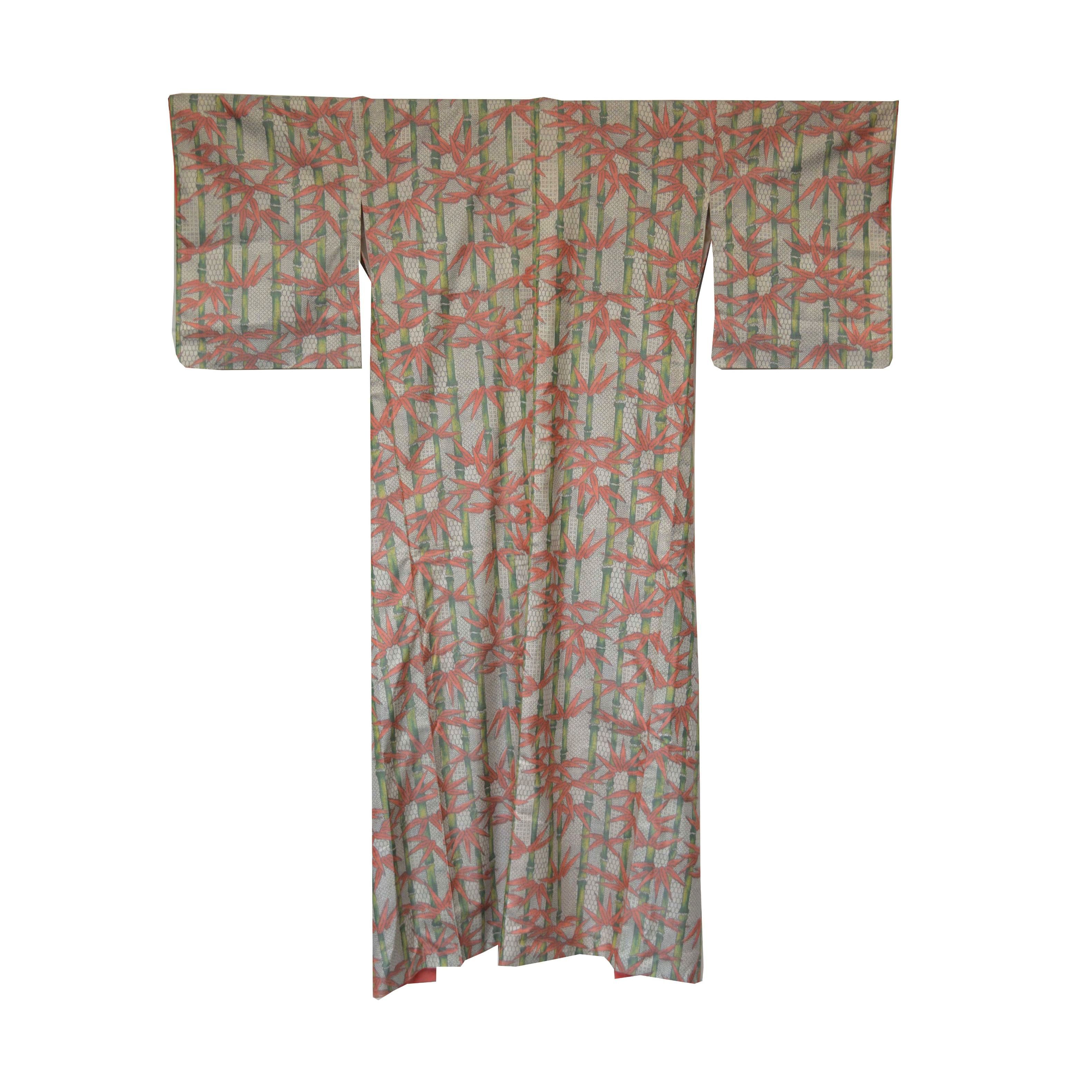 Circa 1950 Vintage Handwoven Oshima Silk Kimono