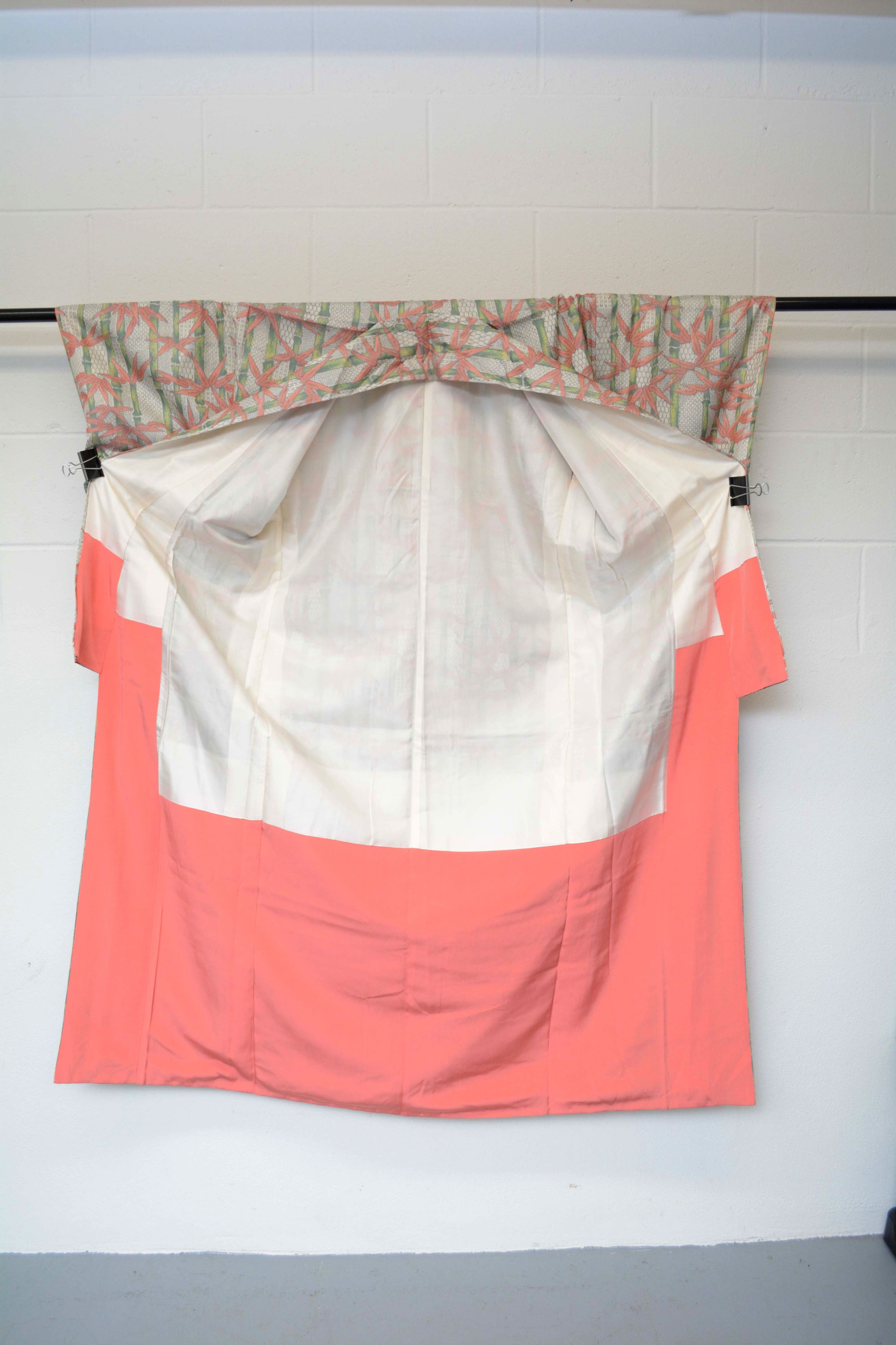 Circa 1950 Vintage Handwoven Oshima Silk Kimono