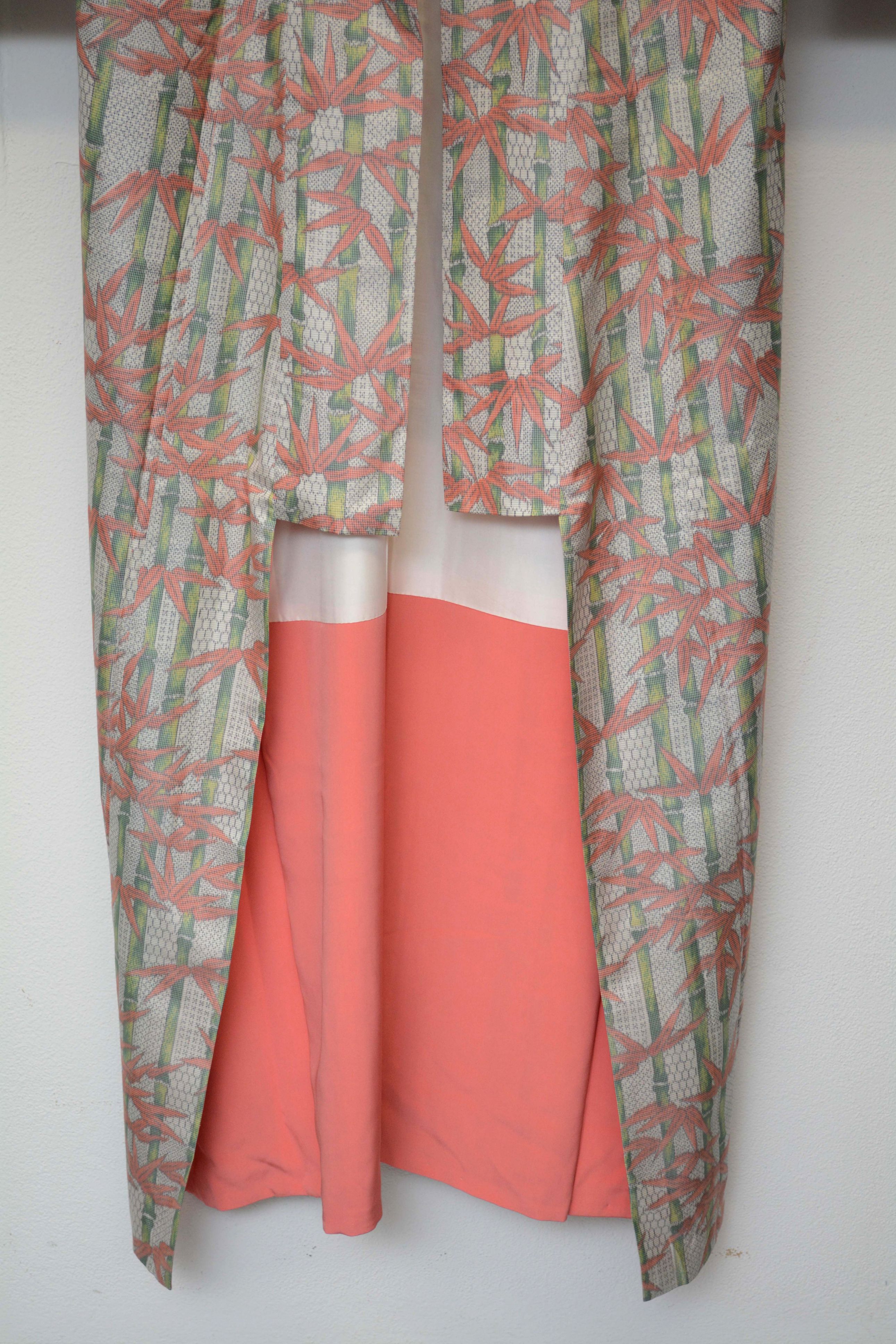 Circa 1950 Vintage Handwoven Oshima Silk Kimono