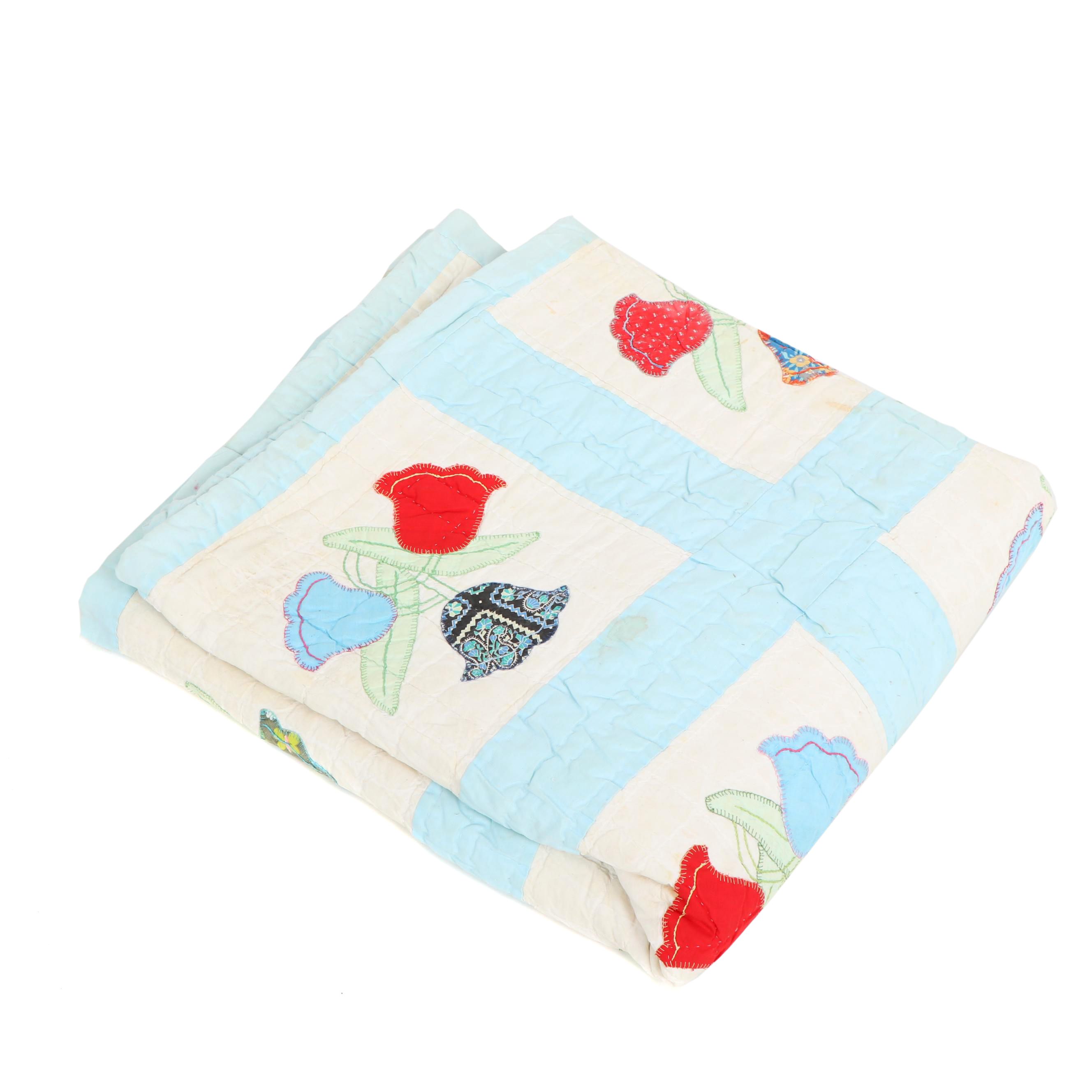 Handmade "Tulip" Applique Quilt