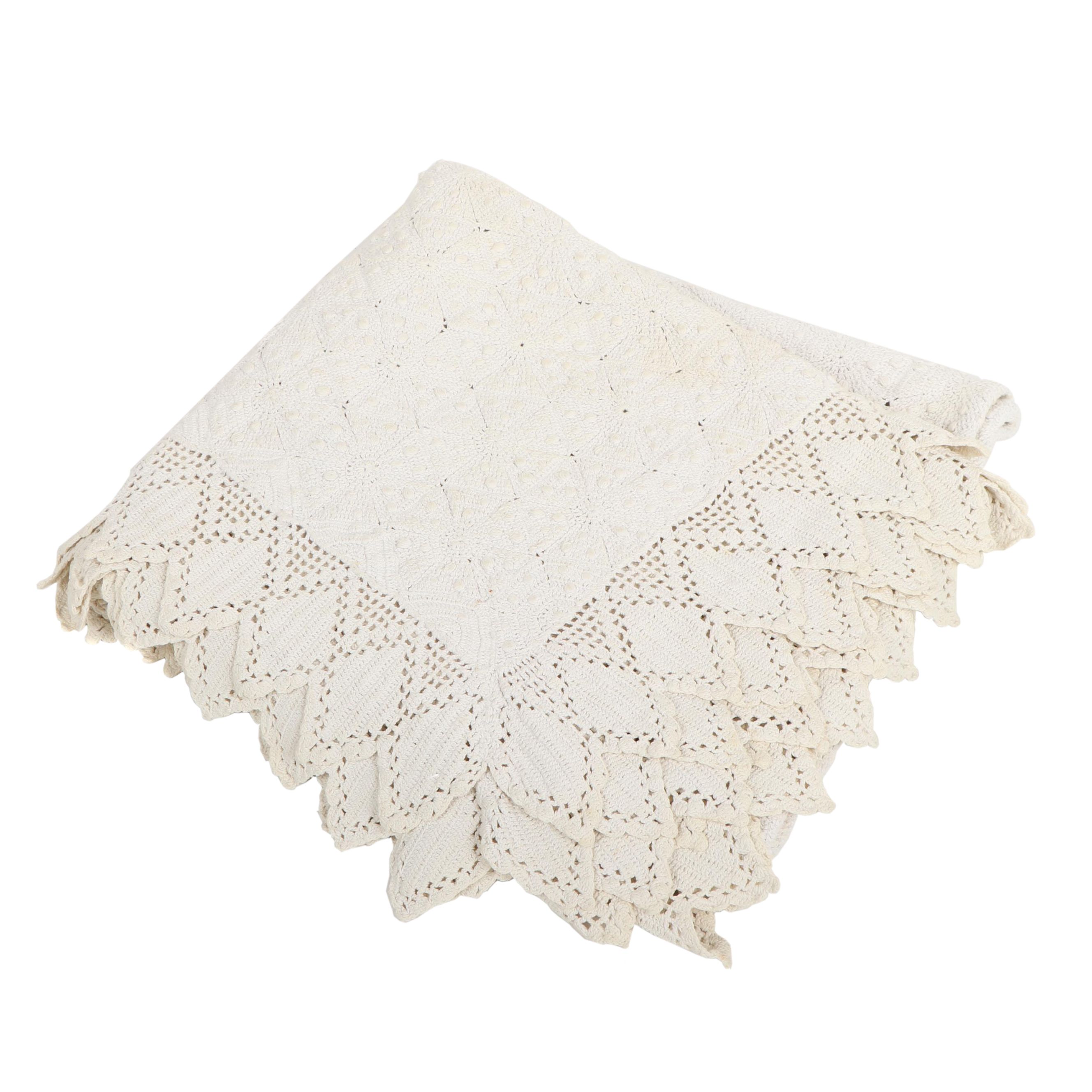 Vintage Crocheted Throw Blanket
