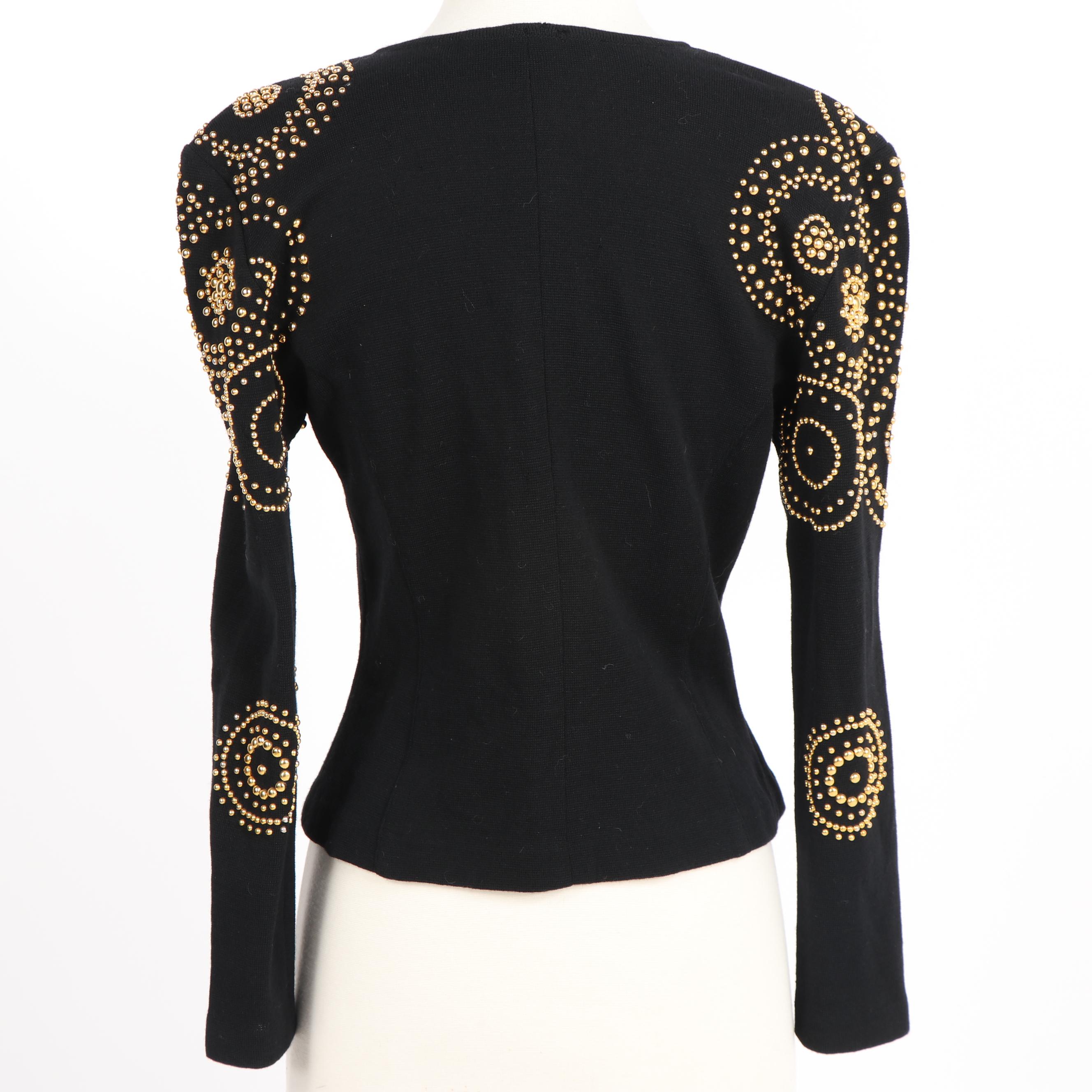 Women's Adrienne Vittadini Black Knit Cardigan with Gold Tone Beads