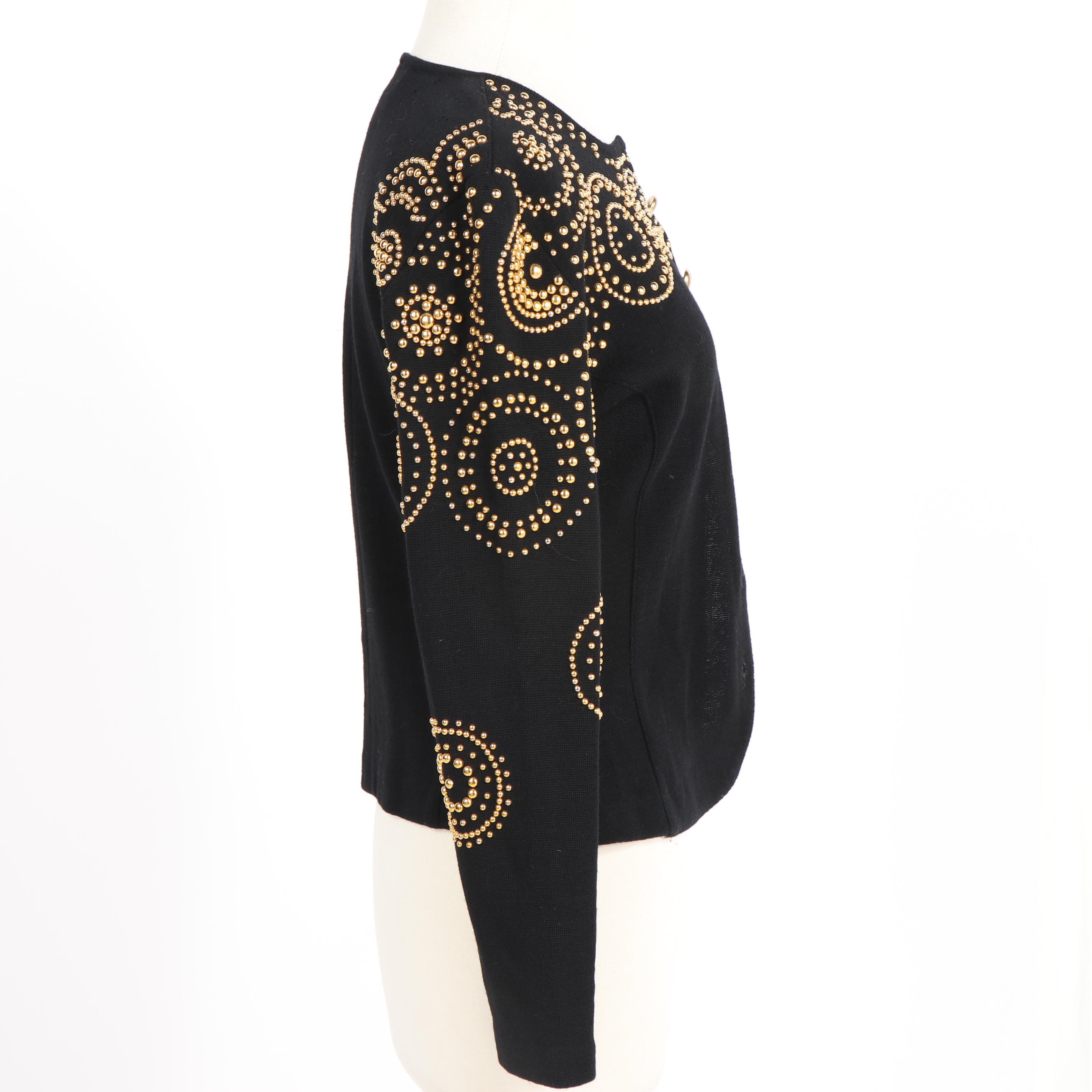 Women's Adrienne Vittadini Black Knit Cardigan with Gold Tone Beads