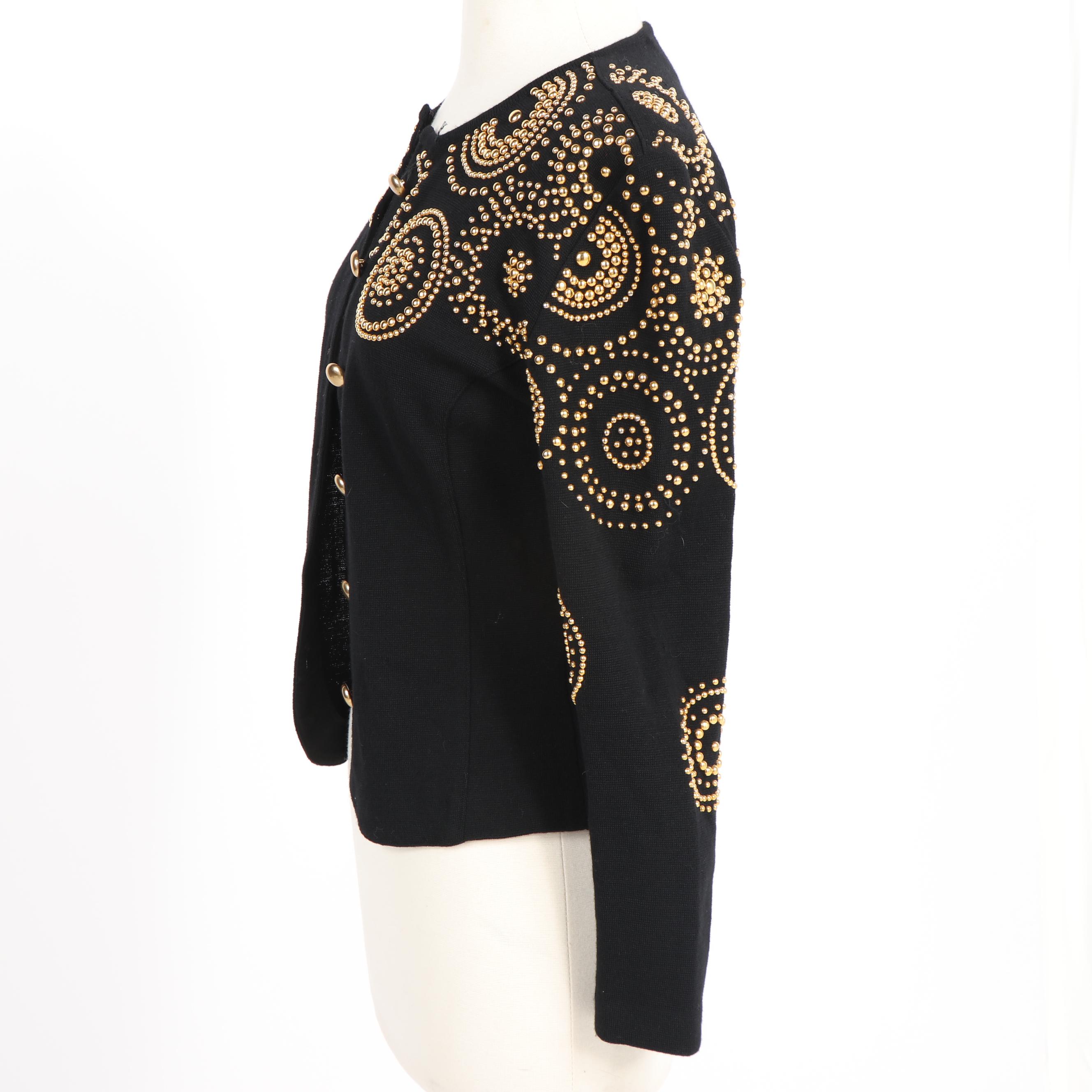 Women's Adrienne Vittadini Black Knit Cardigan with Gold Tone Beads