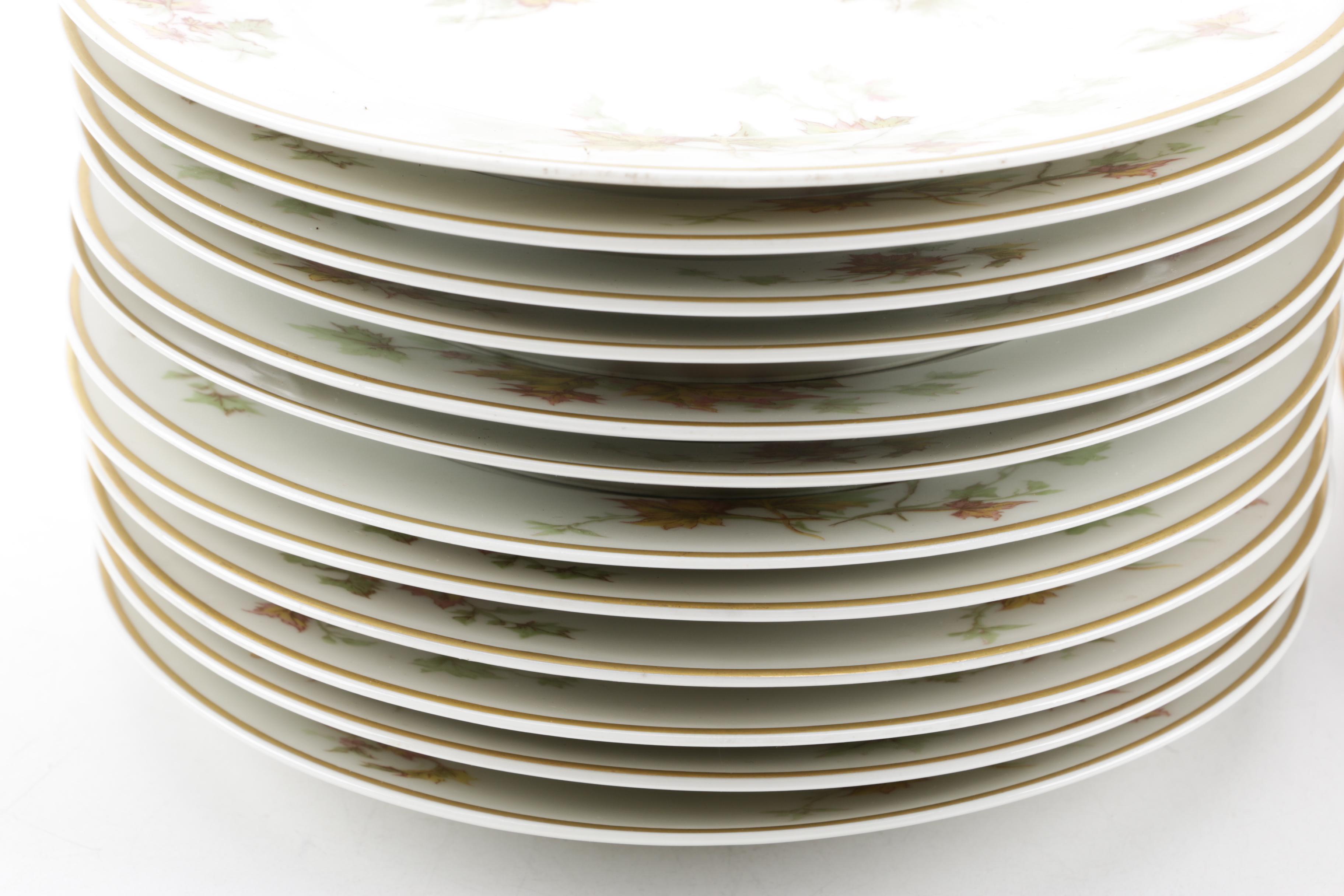 Mid Century Theodore Haviland Limoges "Autumn Leaf" Porcelain Dinnerware