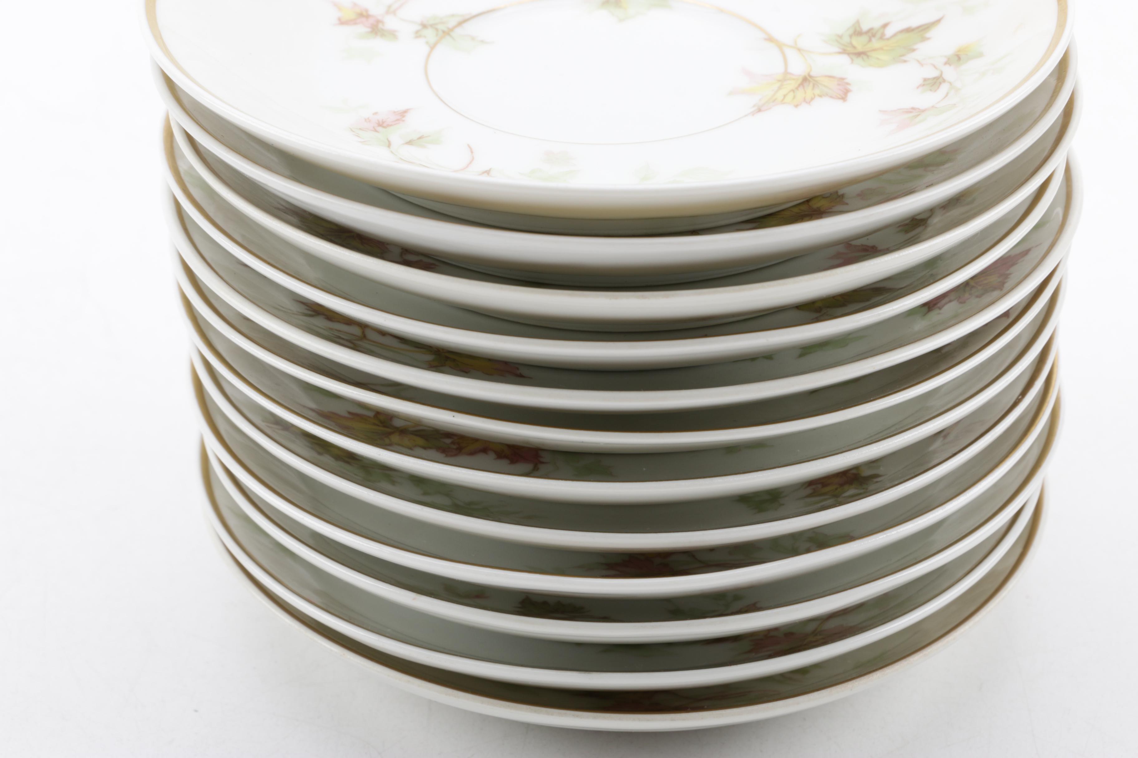 Mid Century Theodore Haviland Limoges "Autumn Leaf" Porcelain Dinnerware