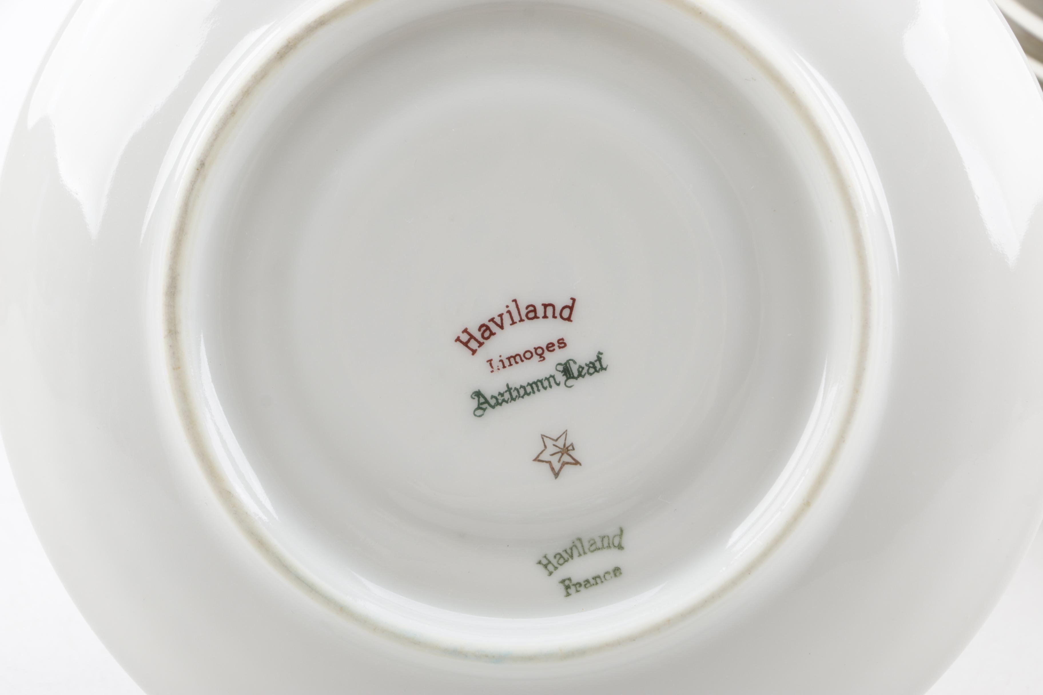 Mid Century Theodore Haviland Limoges "Autumn Leaf" Porcelain Dinnerware
