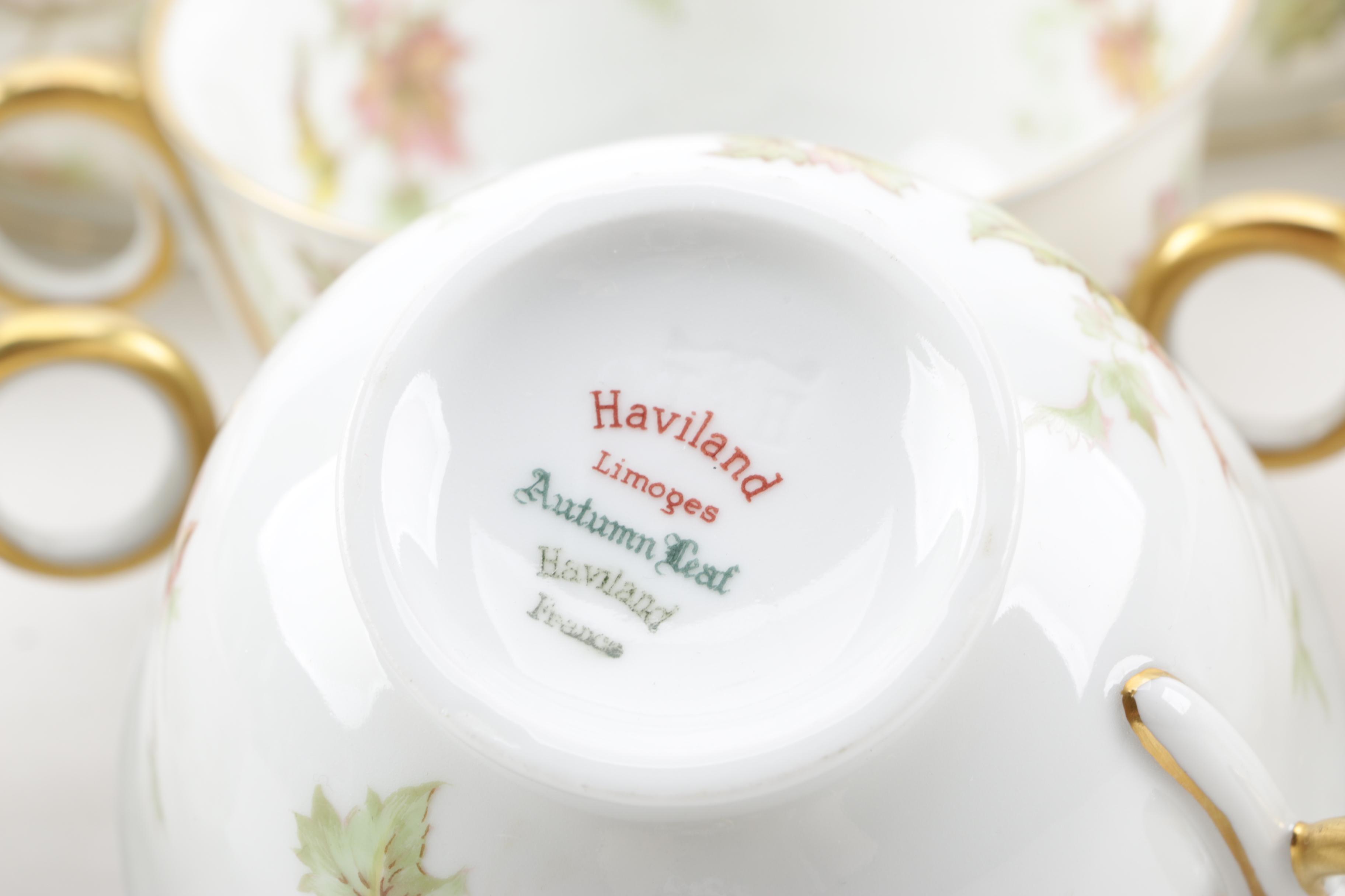 Mid Century Theodore Haviland Limoges "Autumn Leaf" Porcelain Dinnerware